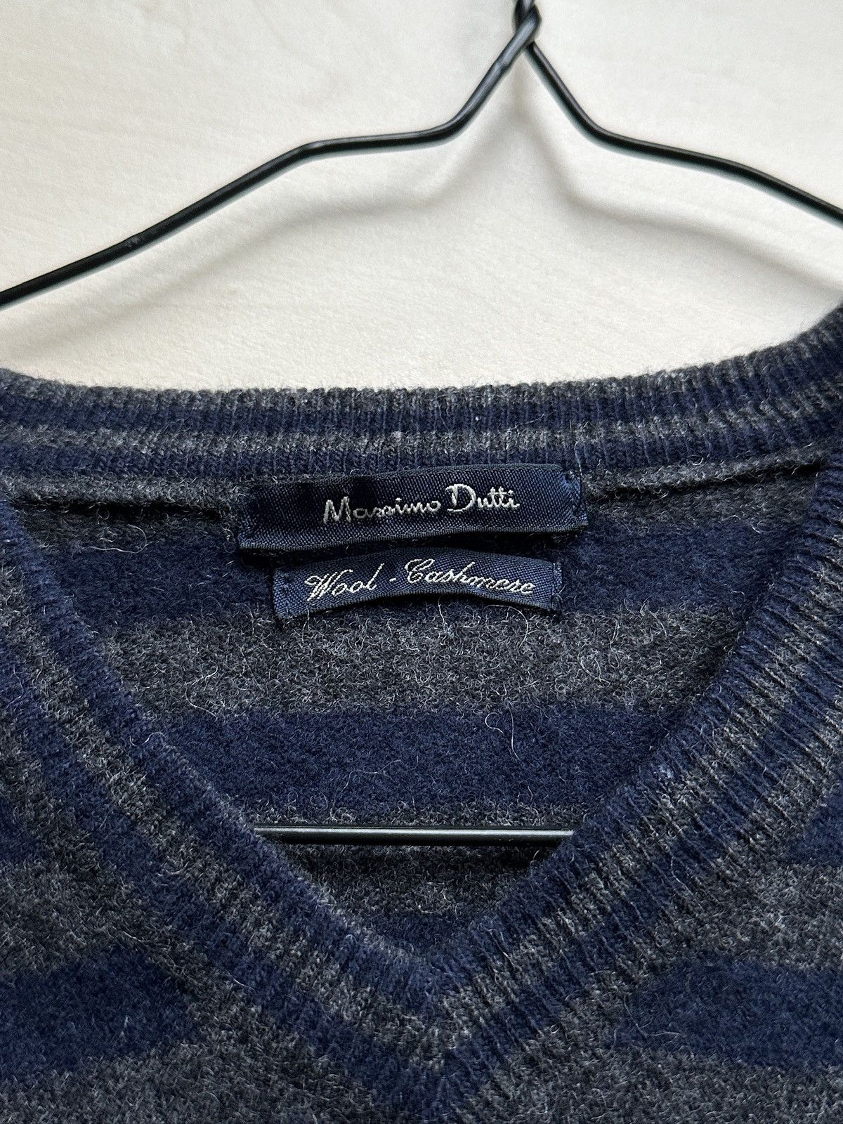 Massimo Dutti × Vintage Soft Preppy Wool Cashmere Stripes V-neck Pullover Size XL / US 12-14 / IT 48-50 - 7 Thumbnail