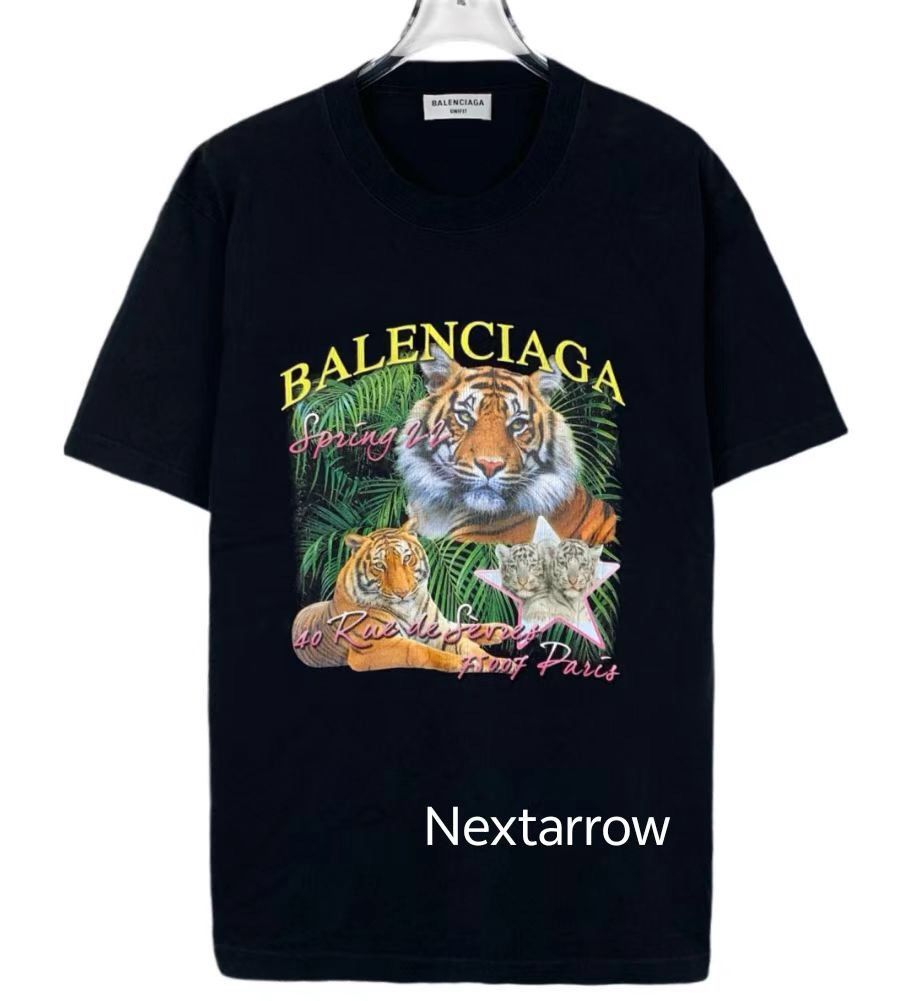 Balenciaga Balenciaga logo tiger jungle print round neck black cotton Size US L / EU 52-54 / 3 - 1 Thumbnail