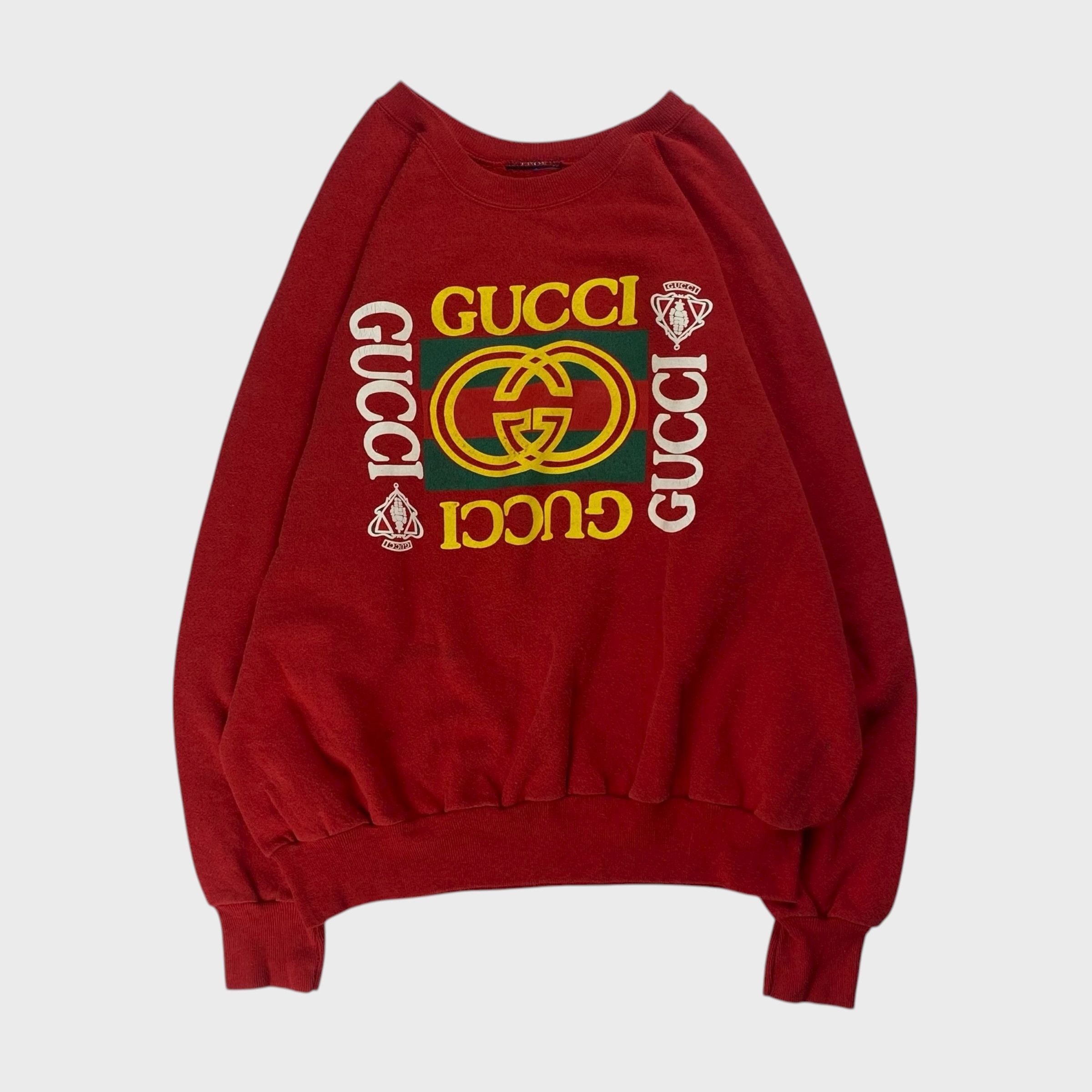 Vintage GUCCI(bootleg) Sweatshirt Red Size L Size US L / EU 52-54 / 3 - 1 Thumbnail