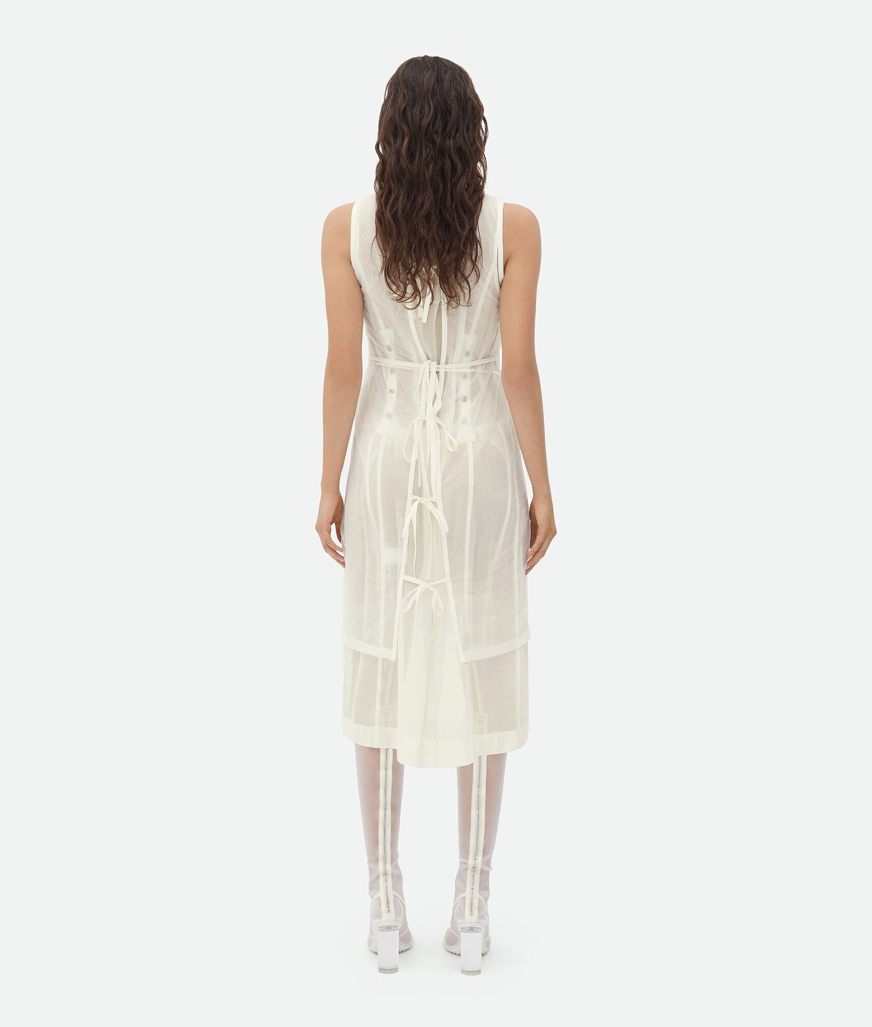 Bottega Veneta o1bcso1str0225 Double Layer Light Cotton Nylon Midi Dress Size M / US 6-8 / IT 42-44 - 3 Thumbnail