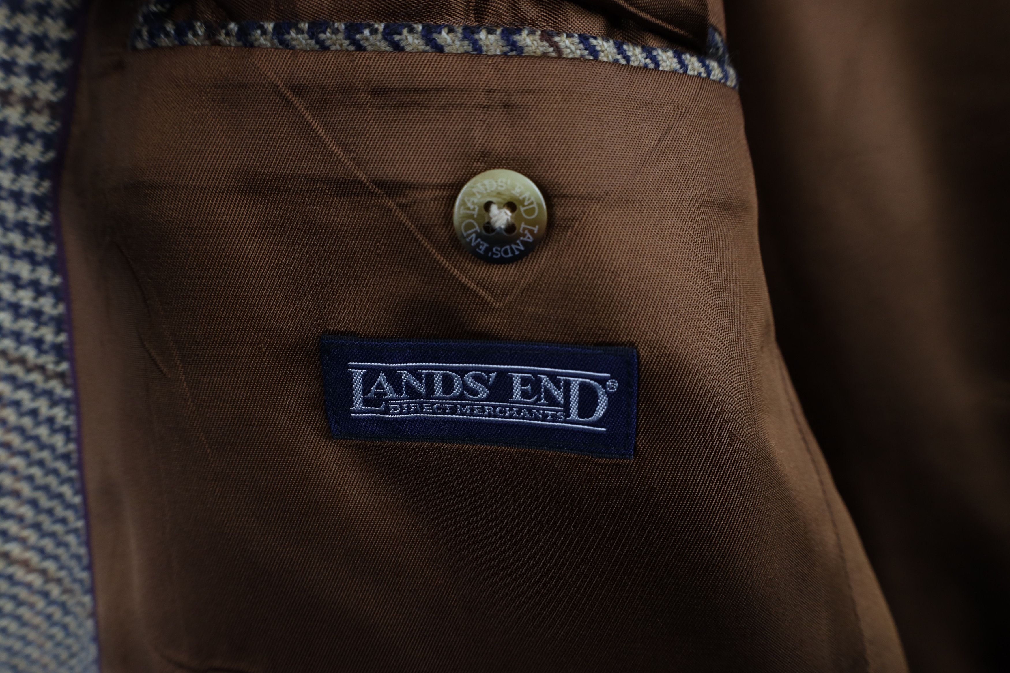 Lands' End × Vintage Vintage 90s Lands End Houndstooth Suit Coat Blazer Jacket Size US L / EU 52-54 / 3 - 9 Thumbnail