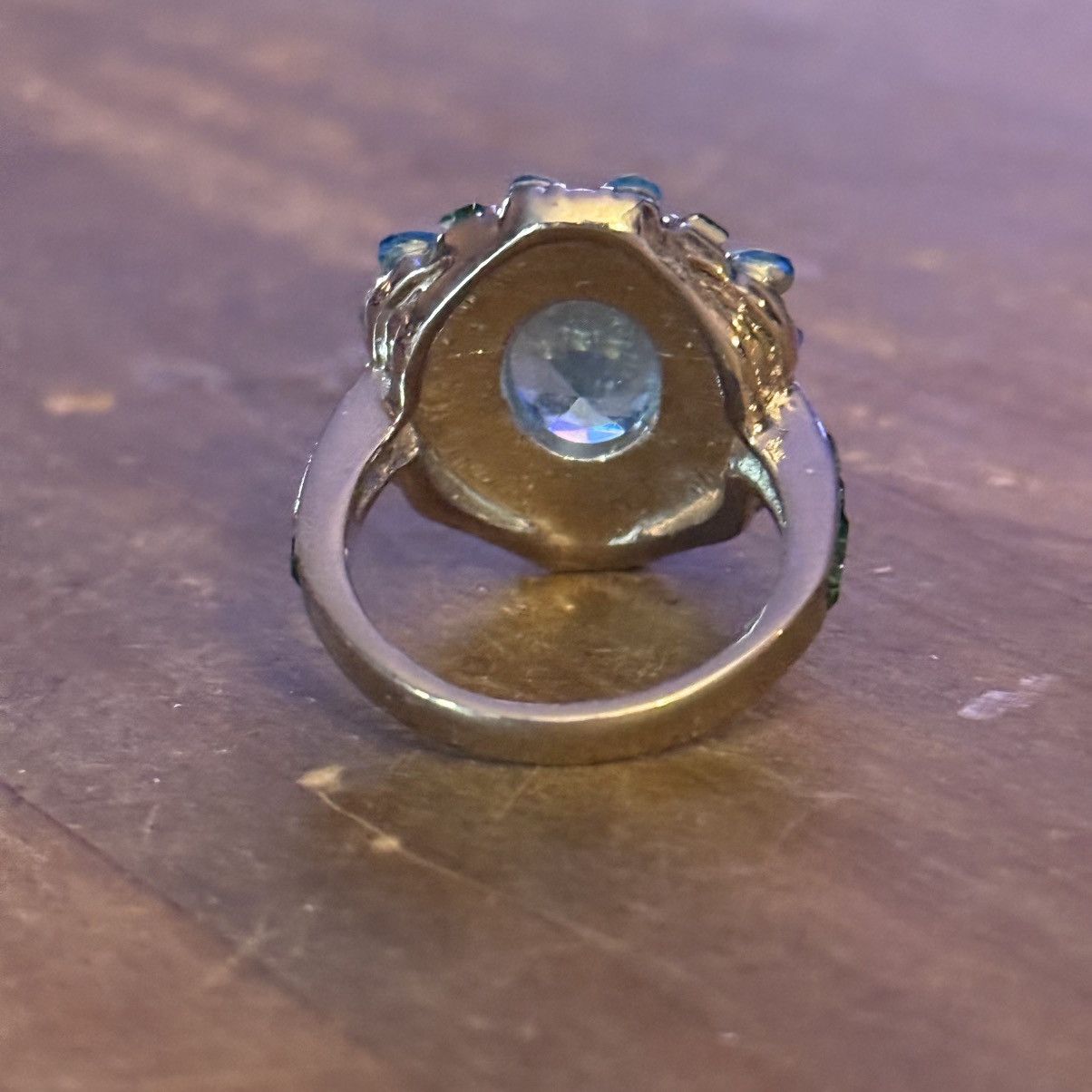 Other Silver tone blue and green gemstones cocktail ring Size ONE SIZE - 6 Thumbnail