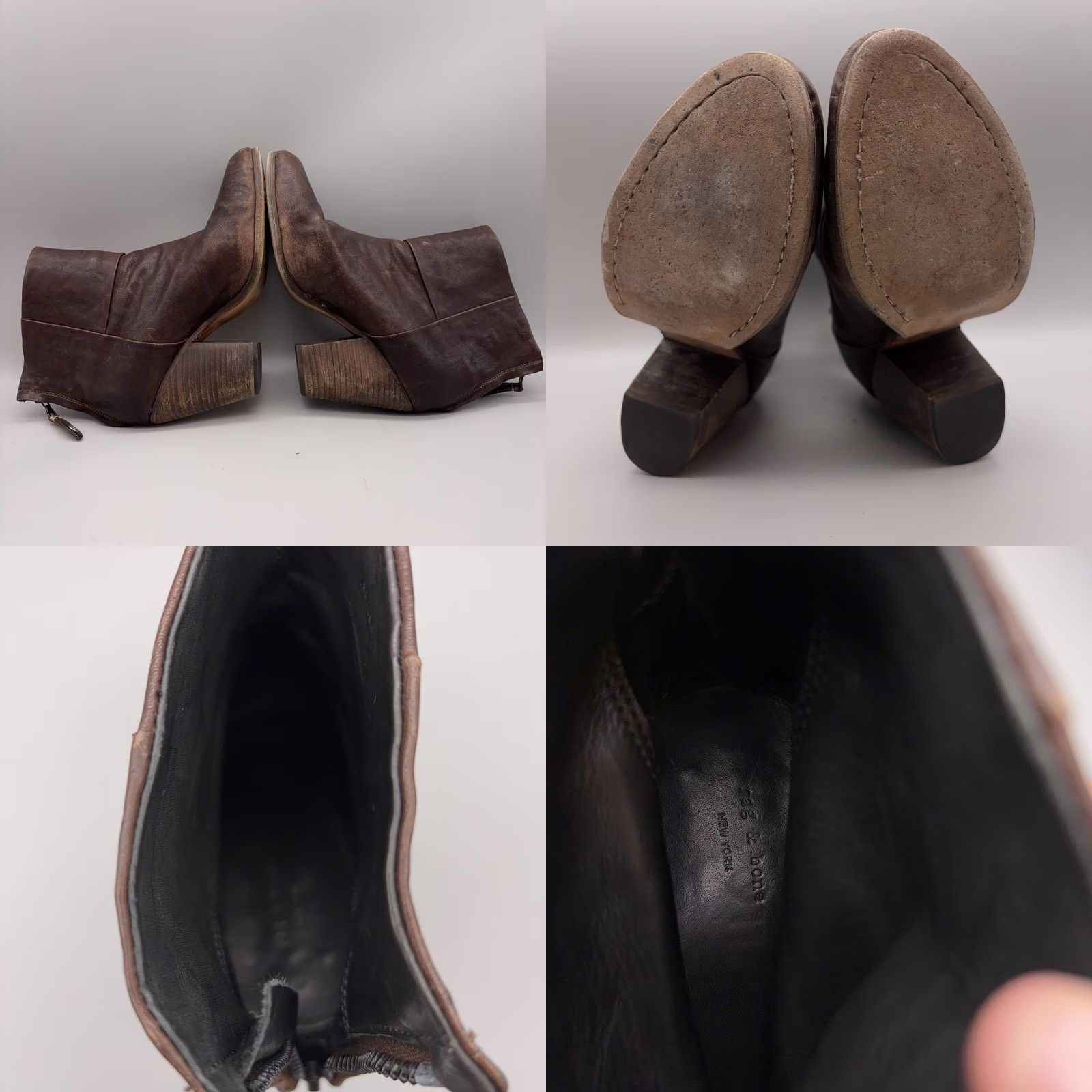 Rag & Bone Rag & Bone Brown Leather Ankle Booties Block Heel Zip Boot Womens Size 9 Size US 9 / IT 39 - 8 Thumbnail