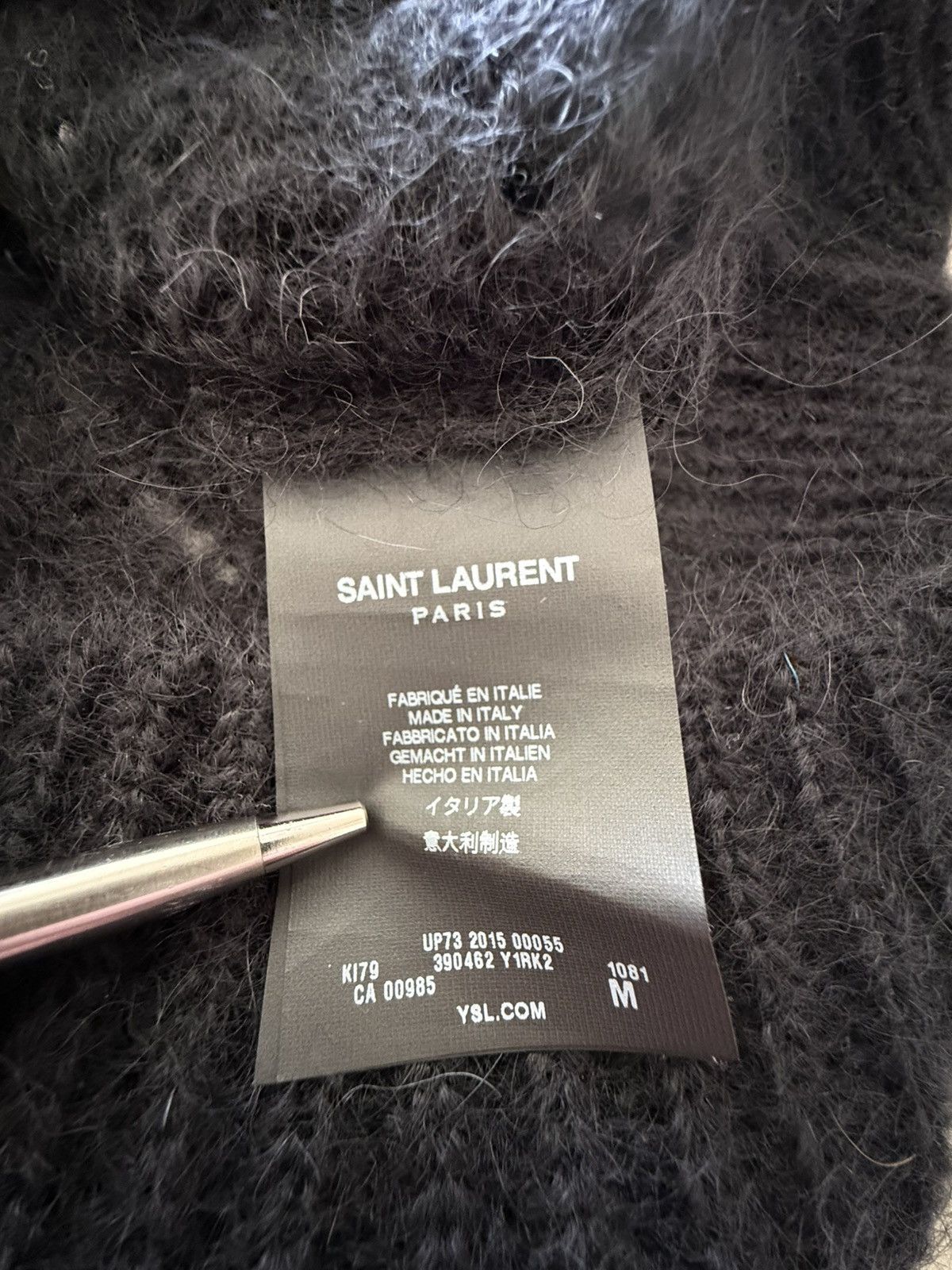 Saint Laurent Paris FW15 Saint Laurent studded mohair black cardigan glass Hedi Size US M / EU 48-50 / 2 - 24 Thumbnail