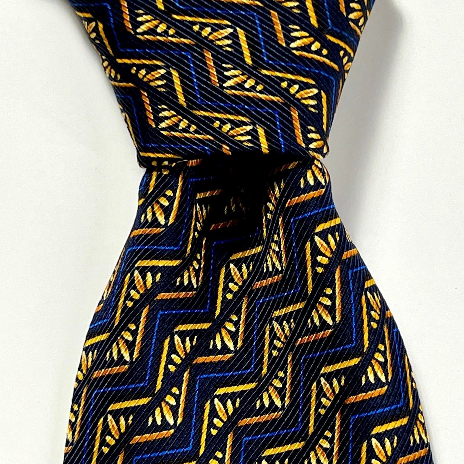 Altea Altea Milano Men's Tie Blue Gold Silk Striped Woven Necktie Size ONE SIZE - 1 Thumbnail