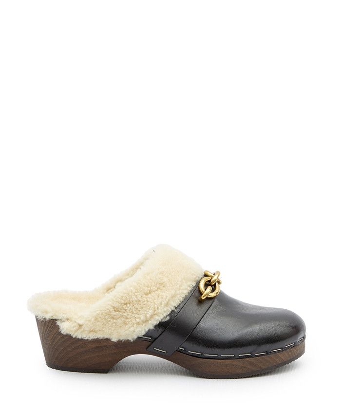 o1s1wg110924 Le Maillon Clogs Leather Shearling Multicolor
