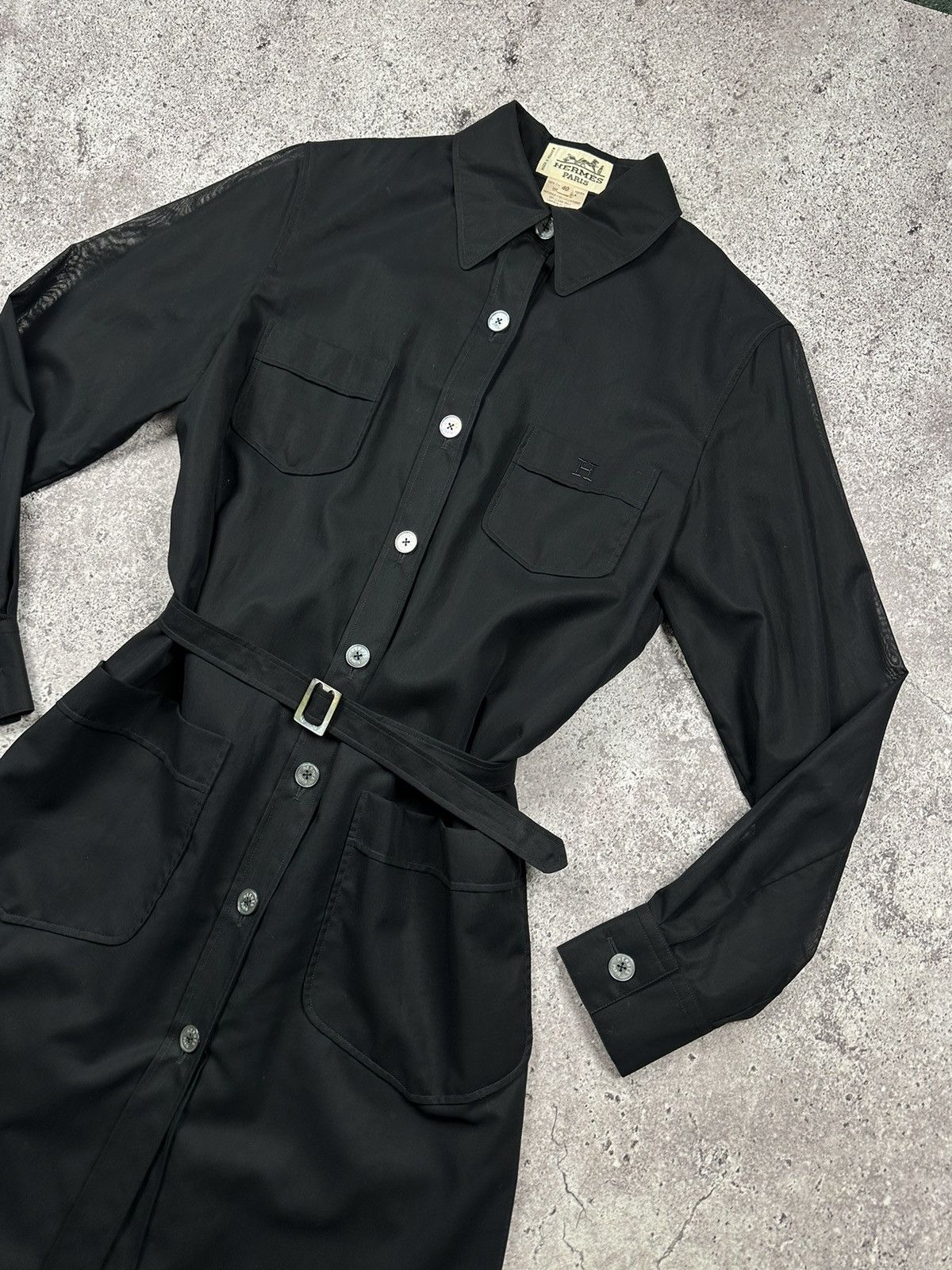 Hermes Vintage Hermès Paris Black Cotton Shirt Dress Belted Size M / US 6-8 / IT 42-44 - 4 Thumbnail