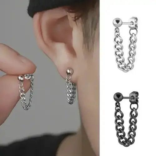 Admirable Co. Titanium Steel Chain Earrings Size ONE SIZE - 4 Thumbnail