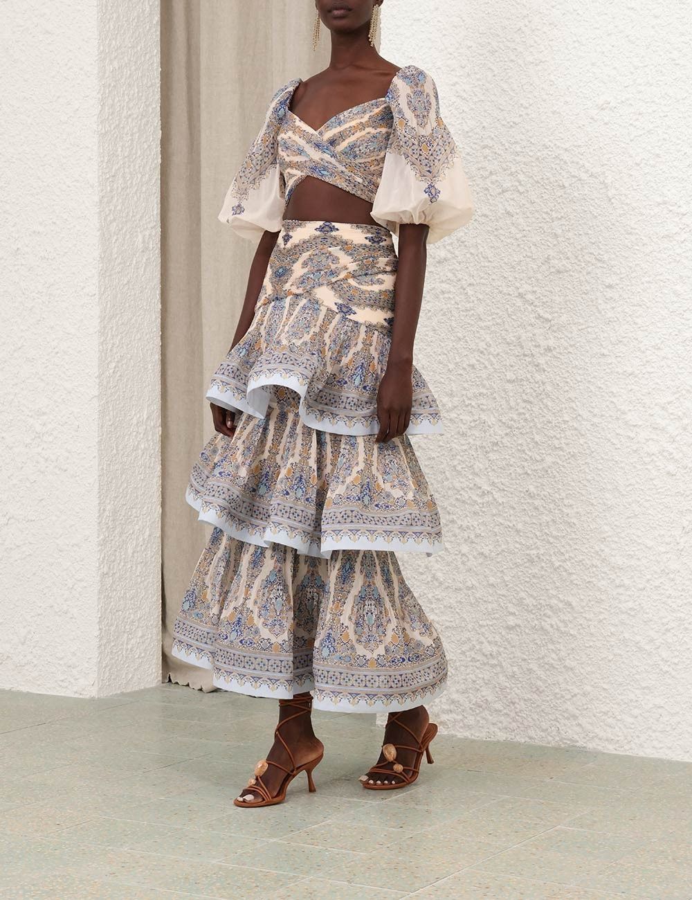 Zimmermann oc11z0226 Pleated Bodice Crop Top In Multicolor Size L / US 10 / IT 46 - 3 Thumbnail