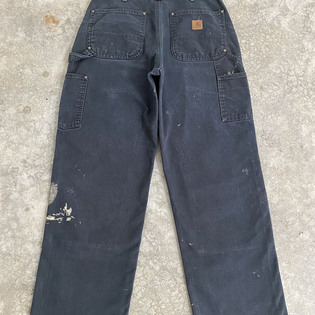 Carhartt VTG Carhartt Double Knee Faded Black Stained Carpenter Pants Size US 31 - 18 Thumbnail