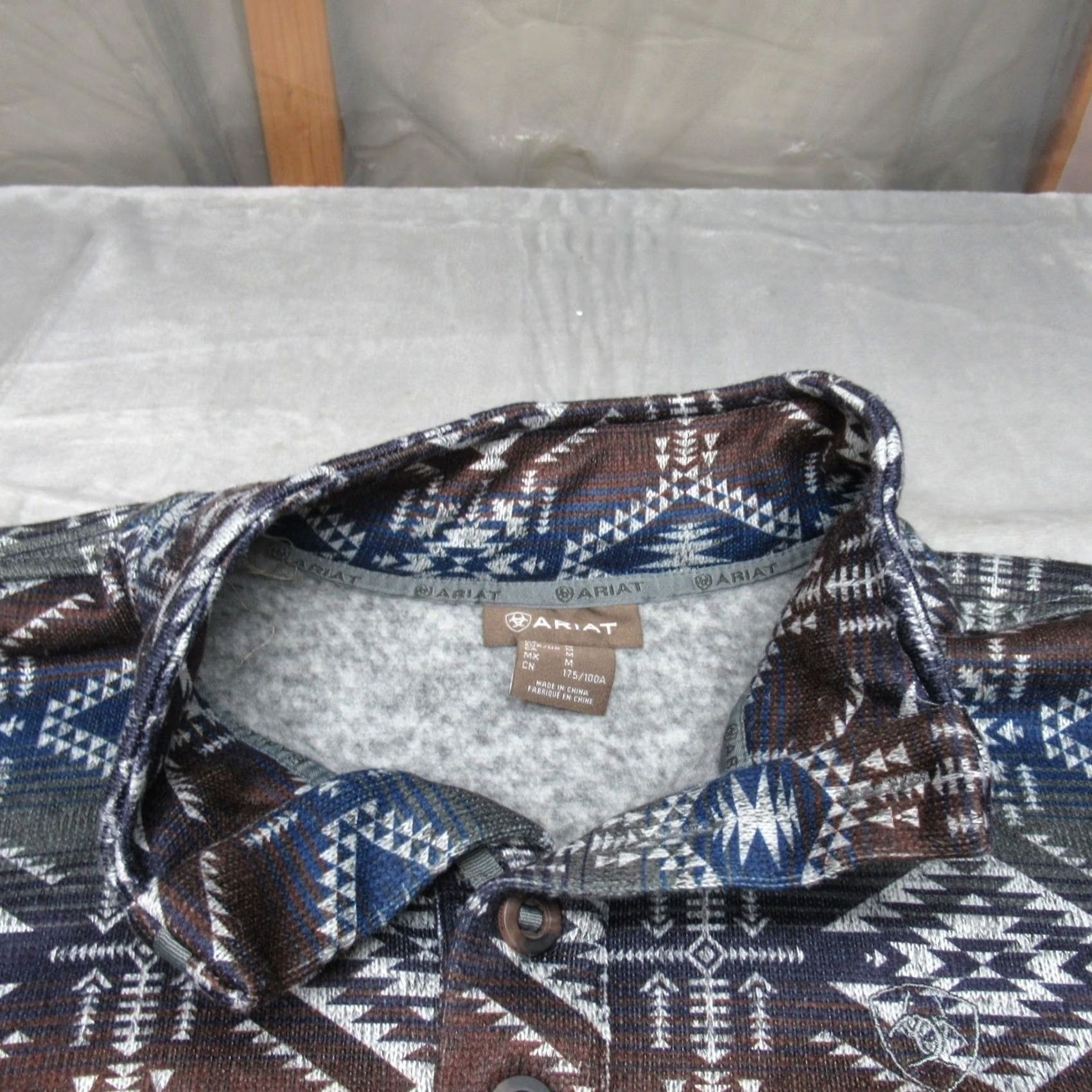 Ariat Ariat Sweater Mens Medium Blue Geometric 1/2 Aztec Southwestern Tribal Mock Neck Pullover Long Sleeve Fleece Casual Outdoor Winter 100% Polyester Size US M / EU 48-50 / 2 - 2 Thumbnail