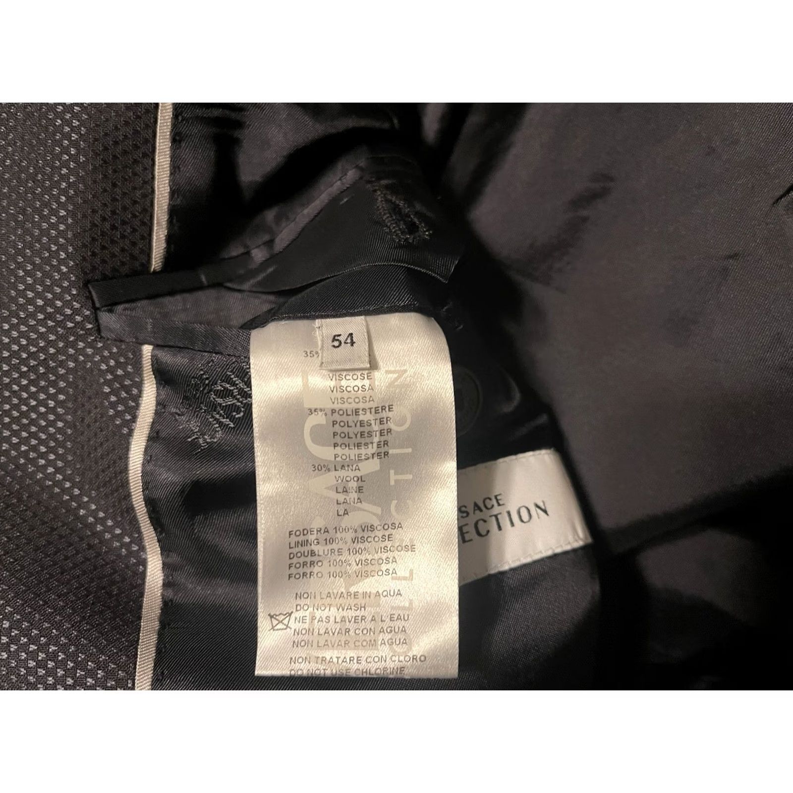 Vintage Versace Collection Saks Fifth Ave Navy Blue Blazer Jacket - Men's EU 54, 44, Regular, 2 Button, Wool Blend, Textured, Double Vented Back, Jacket, Men Size 44R - 5 Thumbnail