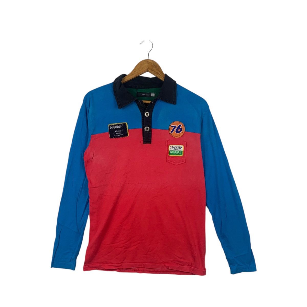 Dsquared2 Vintage DSQUARED2 ITALY 76 Motor Oil Racing Polo Tee Shirt Size US L / EU 52-54 / 3 - 1 Thumbnail