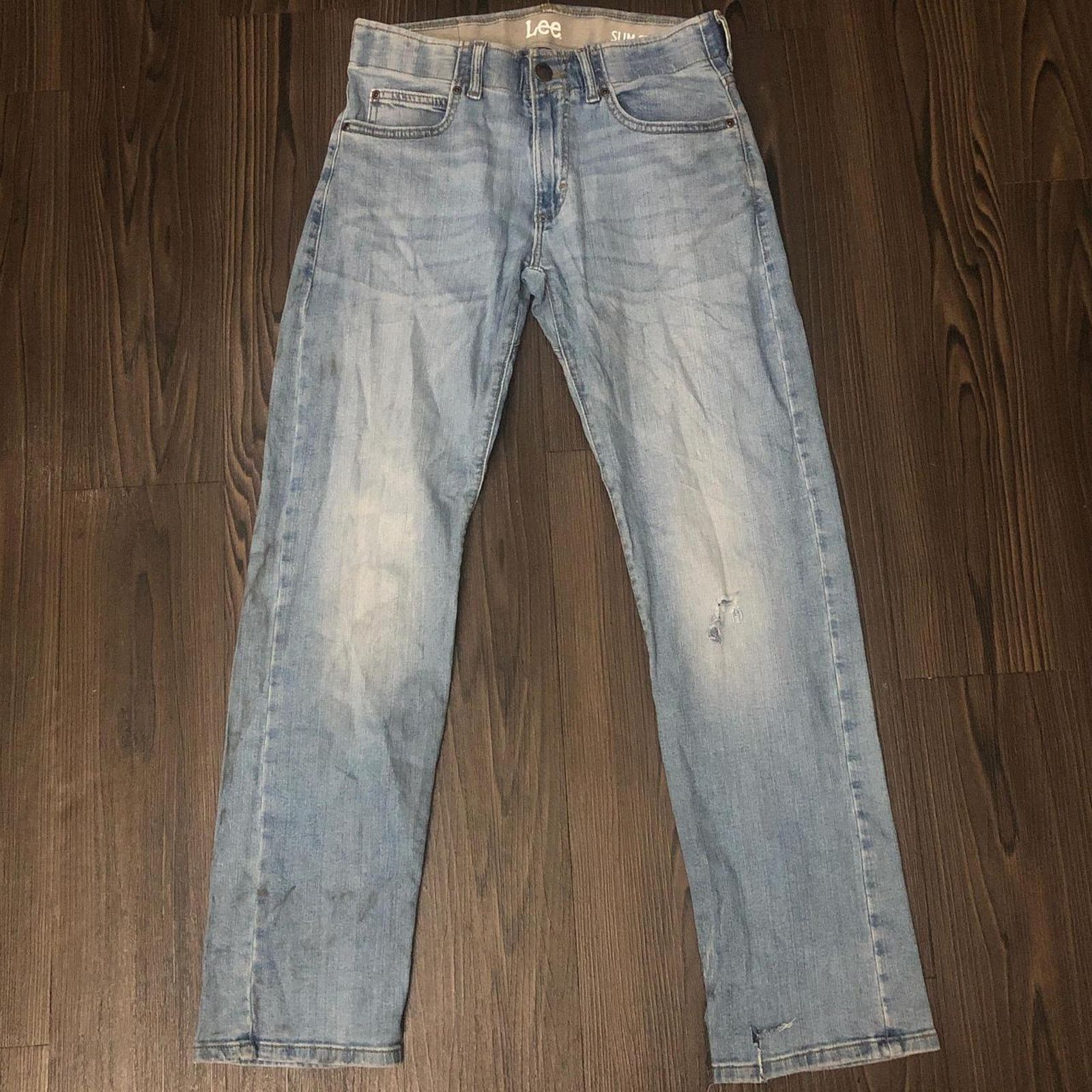 Lee Men’s Distressed Slim Fit Lee Denim Jeans Size US 29 - 2 Thumbnail