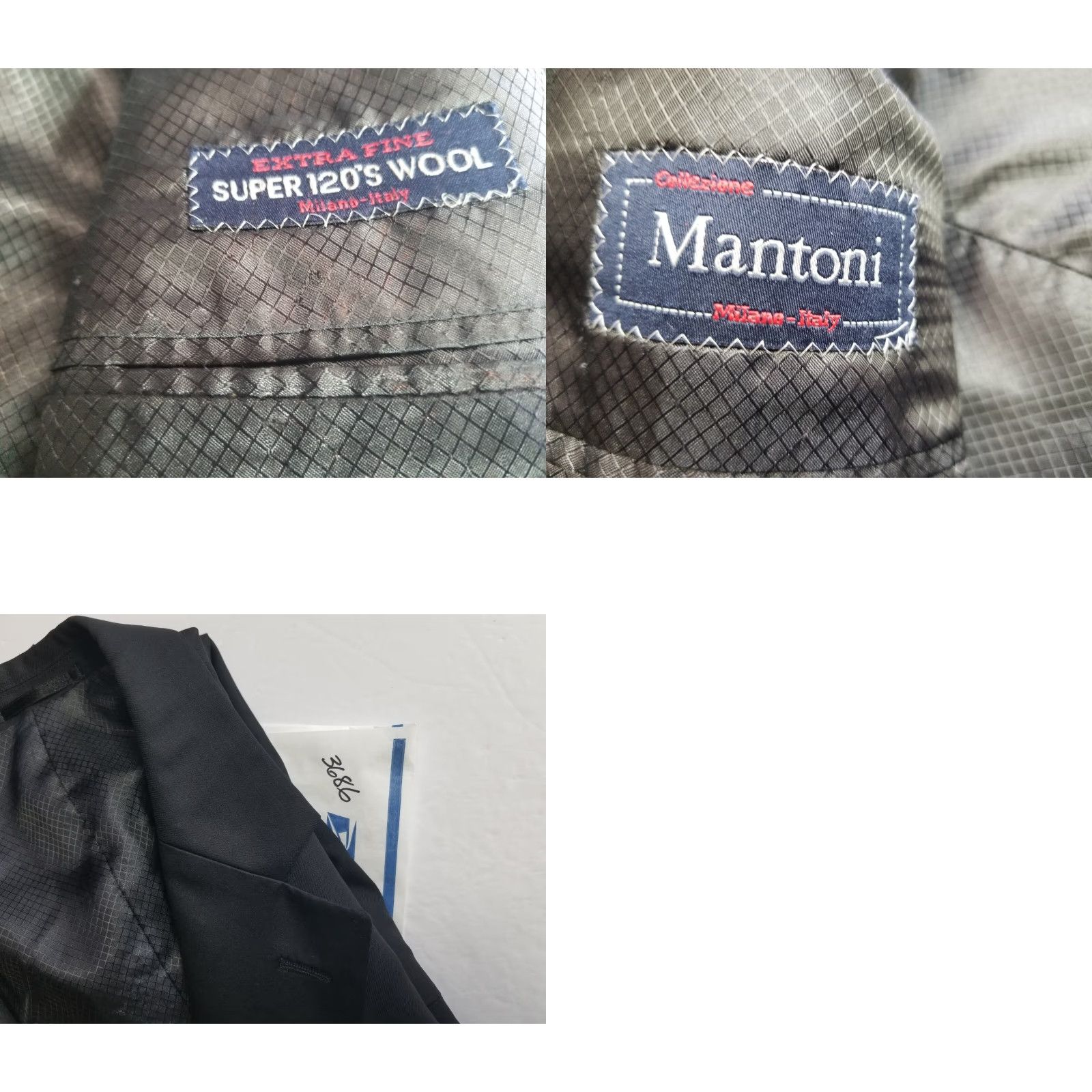Santoni Mantoni Jacket Blazer Mantoni Black Wool Single-Breasted 42R Notch Lapel Regular Fit 4-Button Inner Pockets Wool Suit Coat Size 42R - 9 Thumbnail