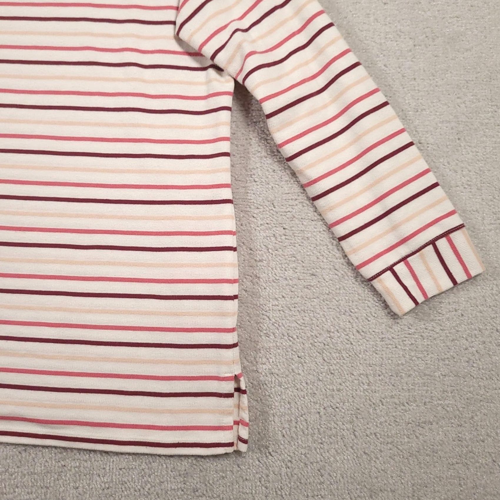 Talbots Talbots Plus Shirt Womens 14W White Pink Red Striped Boatneck Long Sleeve Size XL / US 12-14 / IT 48-50 - 4 Thumbnail