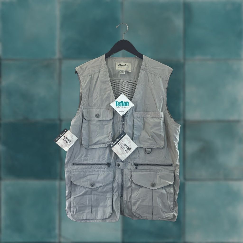 Eddie Bauer VINTAGE Eddie Bauer Vest Mens S Beige Cotton 90s Deadstock NWT Lightweight Canvas 100% Cotton Teflon 30.5" Long 22.5" Across Size US S / EU 44-46 / 1 - 1 Thumbnail