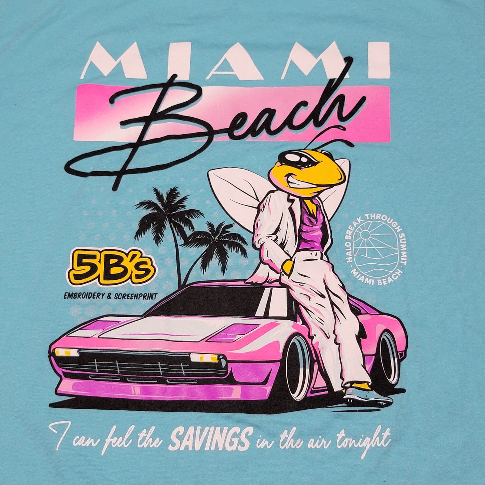 Jerzees Miami Beach Blue Unisex Tee Miami Vice Bee Spoof- Size Large Size US L / EU 52-54 / 3 - 2 Thumbnail