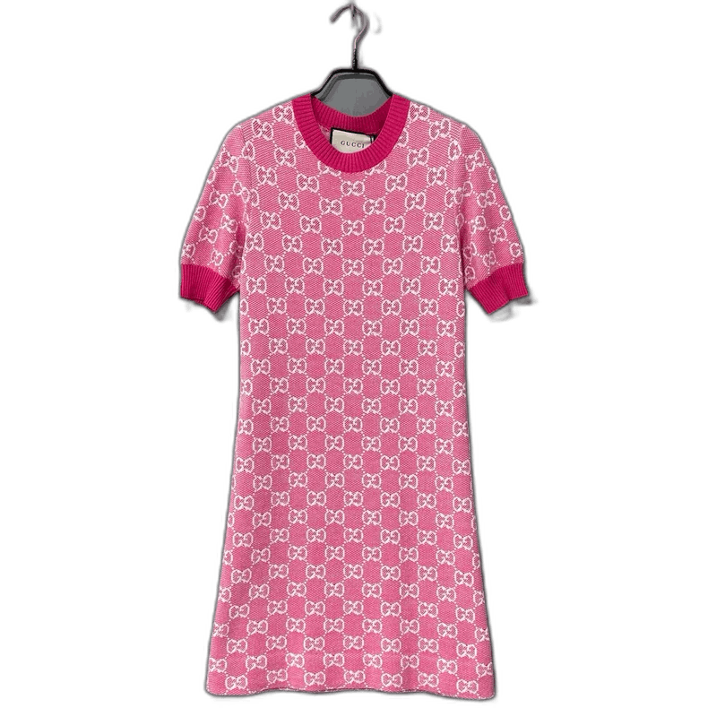Gucci Pink Printed Knit Dress by Gucci Size S / US 4 / IT 40 - 1 Thumbnail