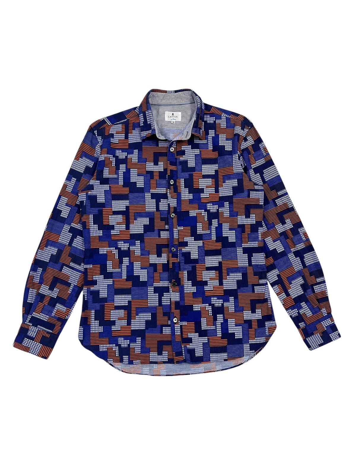 Lanvin Lanvin en Bleu Pattern Shirt Size US S / EU 44-46 / 1 - 1 Thumbnail