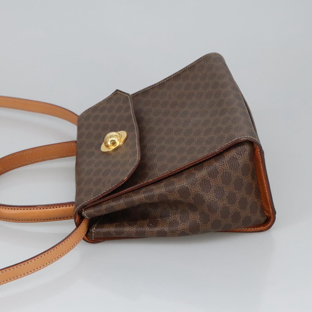 Celine CELINE Macadam Canvas Hand Bag Pvc Leather Brown Gold Size ONE SIZE - 3 Thumbnail