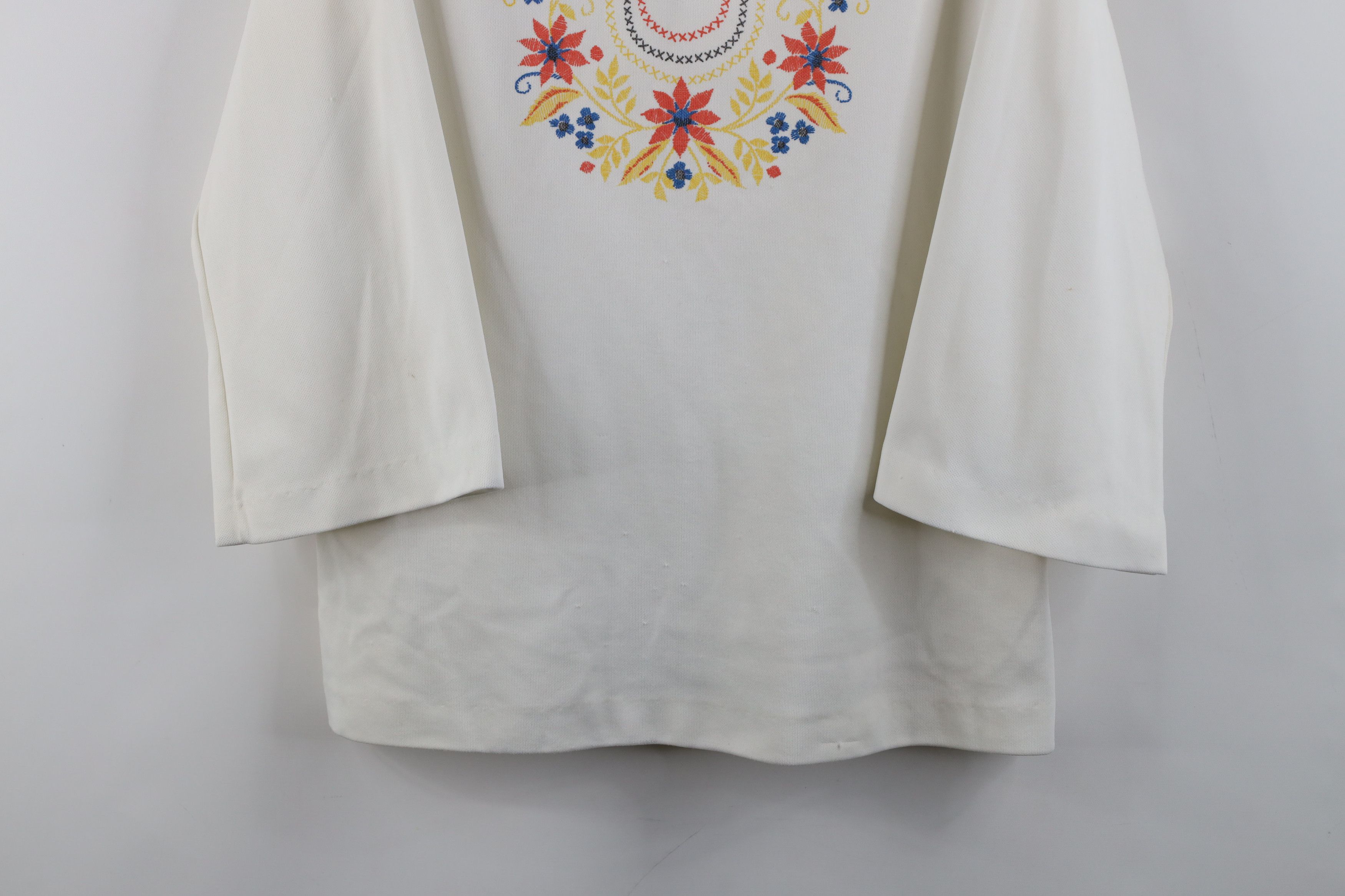 Vintage Vintage 70s Mid Century Modern MCM Knit Collared Shirt Size L / US 10 / IT 46 - 3 Thumbnail