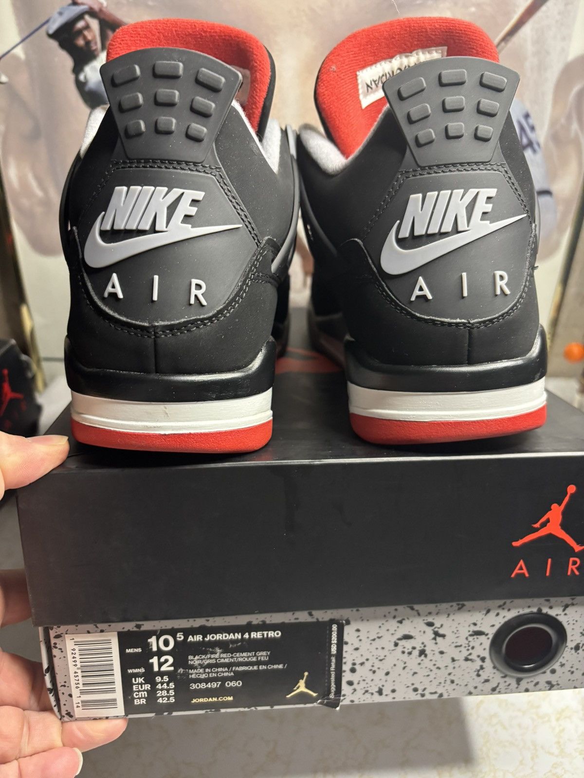 Jordan Brand Air Jordan 4 Retro OG 2019 Bred 2019 Size US 10.5 / EU 43-44 - 7 Thumbnail