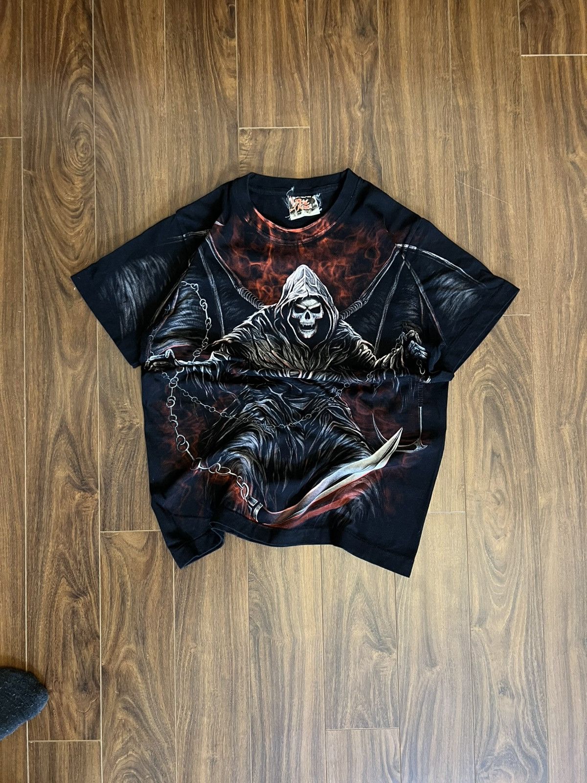 Vintage Vintage Y2K The Roxx AOP Grim Reaper Tee Size US S / EU 44-46 / 1 - 1 Thumbnail