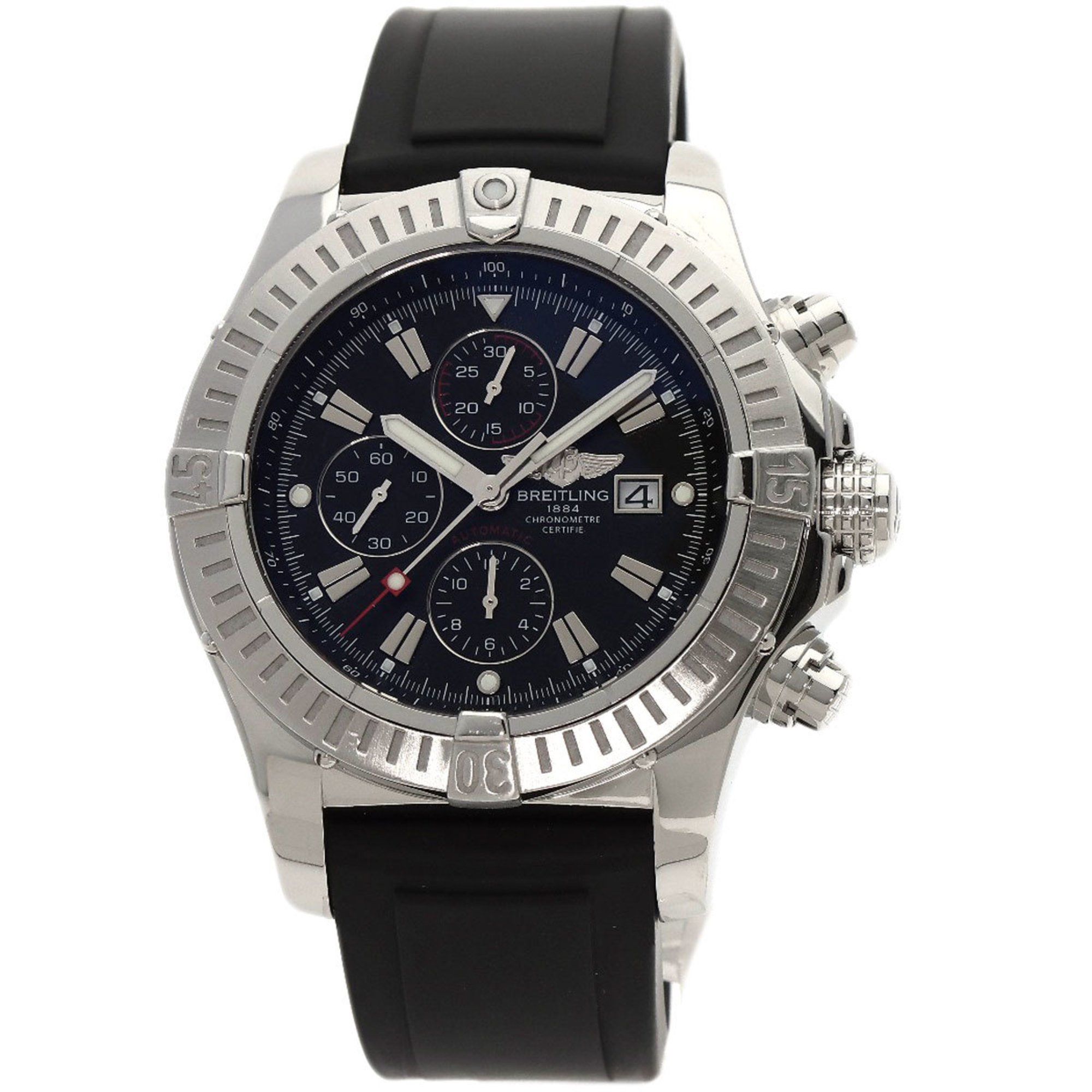 image of Breitling A1337B07Prs Super Avenger Chrono Watch Stainless Steel/rubber Men's Breitling in Black