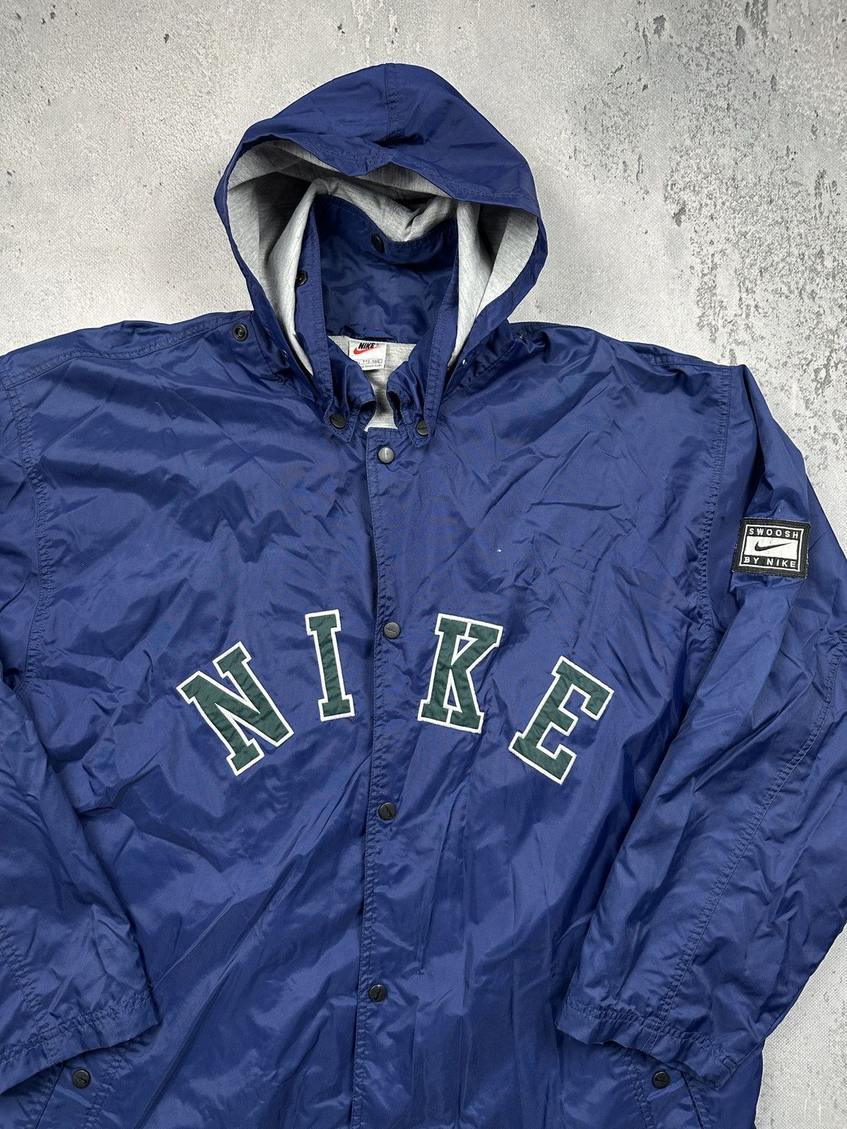 Nike Vintage Nike Swoosh Oversized Hooded Windbreaker Rain Jacket Size US XXL / EU 58 / 5 - 7 Thumbnail