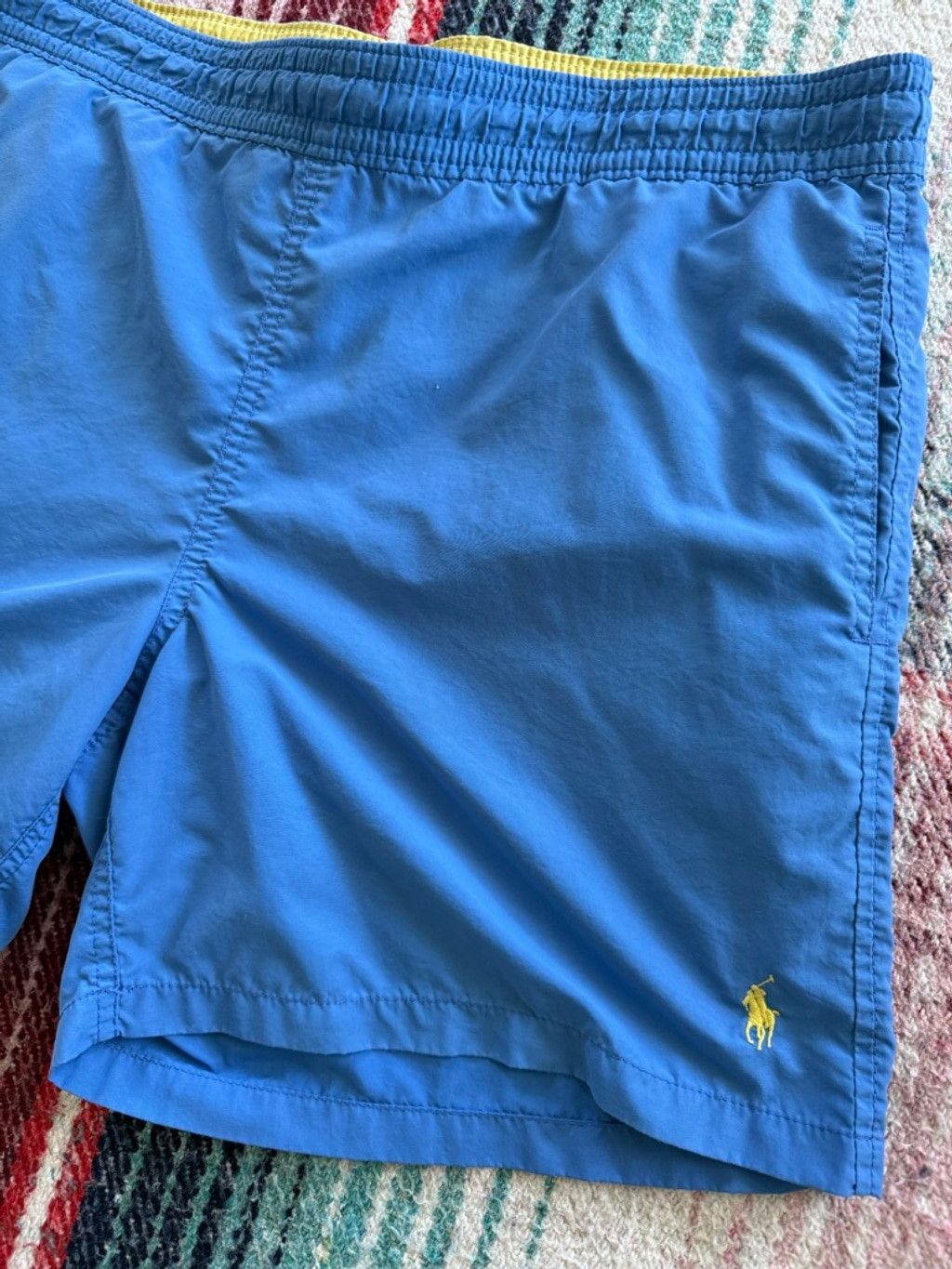 Polo Ralph Lauren Vintage Polo Ralph Lauren Blue Swim Trunks M with Yellow Wai Size US 34 / EU 50 - 2 Thumbnail