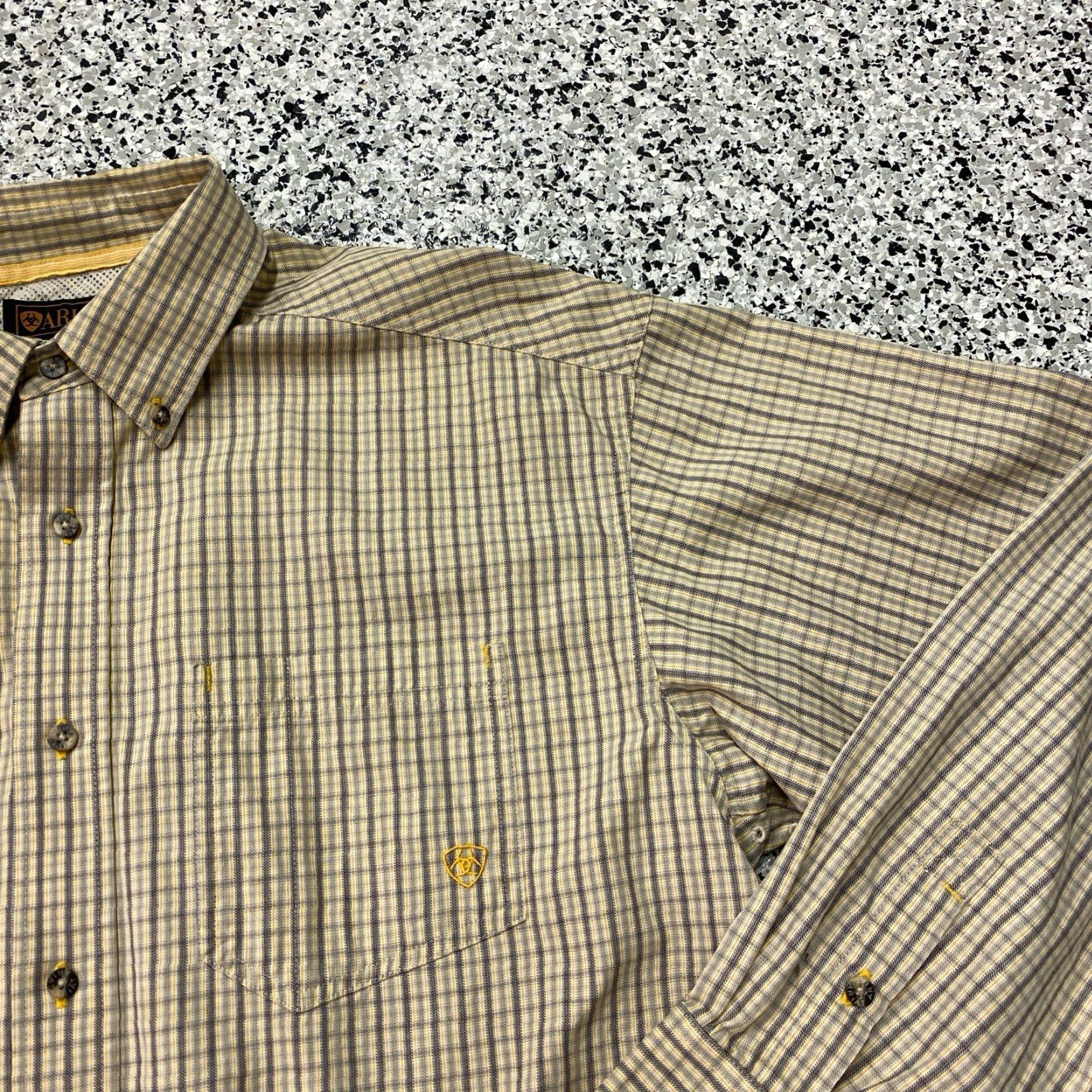 Ariat VINTAGE Ariat Long Sleeve Button Down Mens Shirt XL Rodeo Western Plaid Yellow Size US XL / EU 56 / 4 - 3 Thumbnail