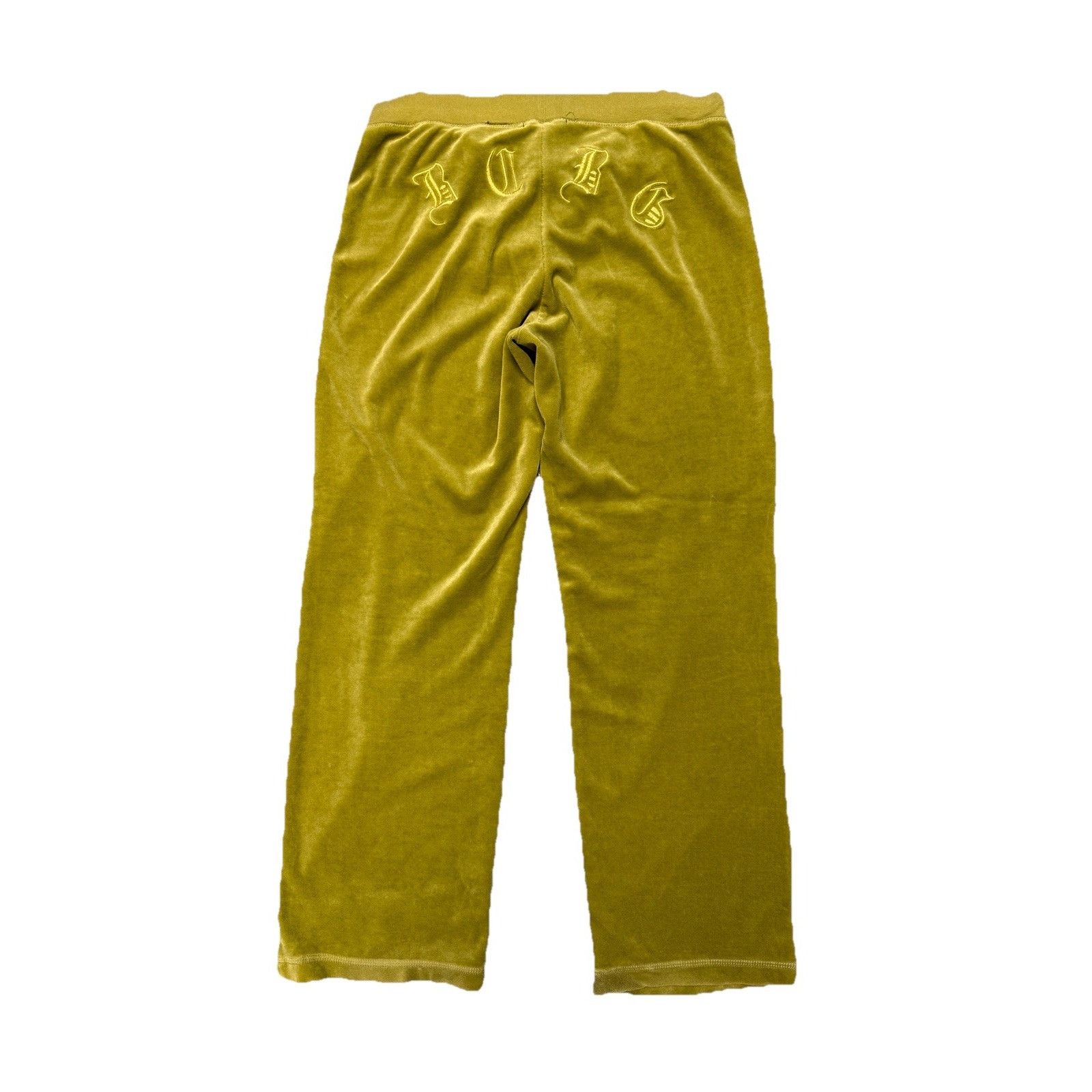 Bcbgmaxazria Vintage BCBG Pants Womens Size PL Olive Yellow Velour Embroi Size 31" - 2 Thumbnail