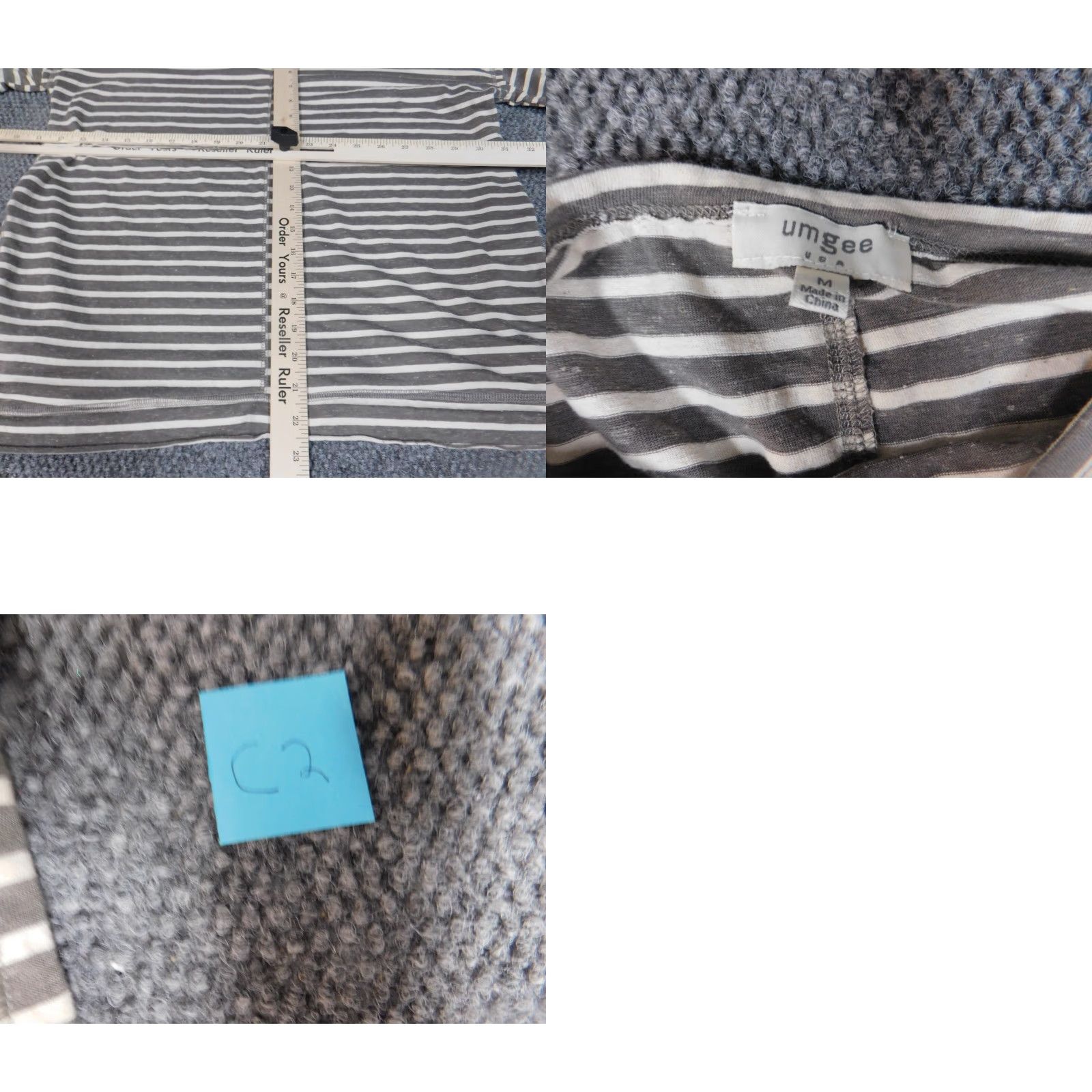 Vintage Umgee Womens Shirt Medium Gray pullover stretch striped top casual Size M / US 6-8 / IT 42-44 - 9 Thumbnail