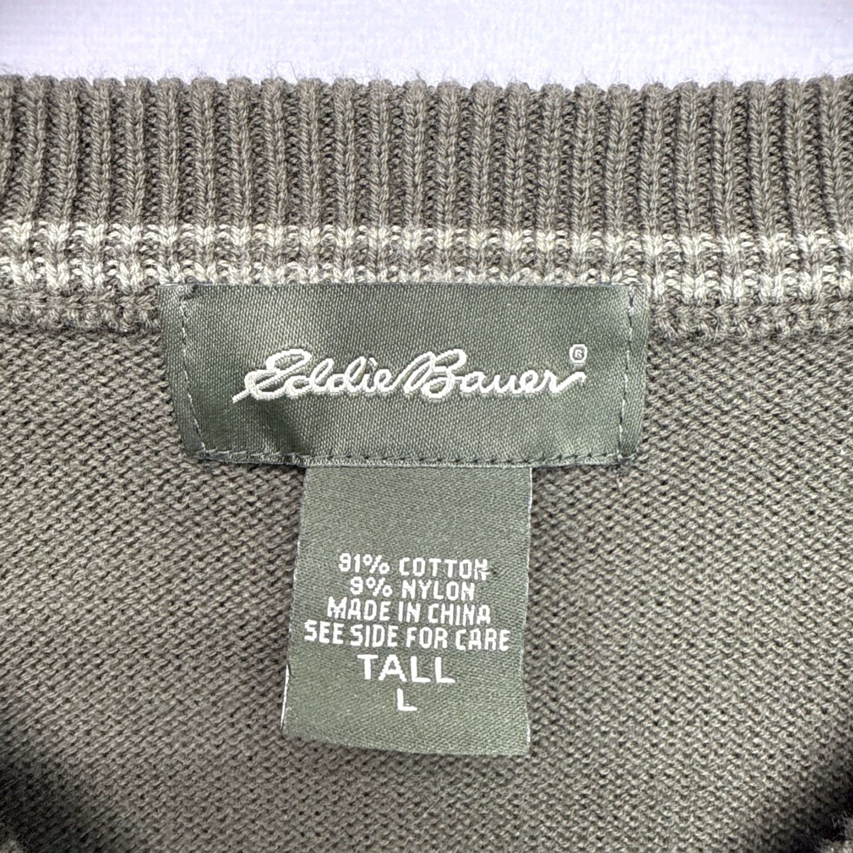 Eddie Bauer Eddie Bauer Mens LT Large Tall V Neck Cotton Nylon Stretch Sweater Olive Green Size US L / EU 52-54 / 3 - 3 Thumbnail