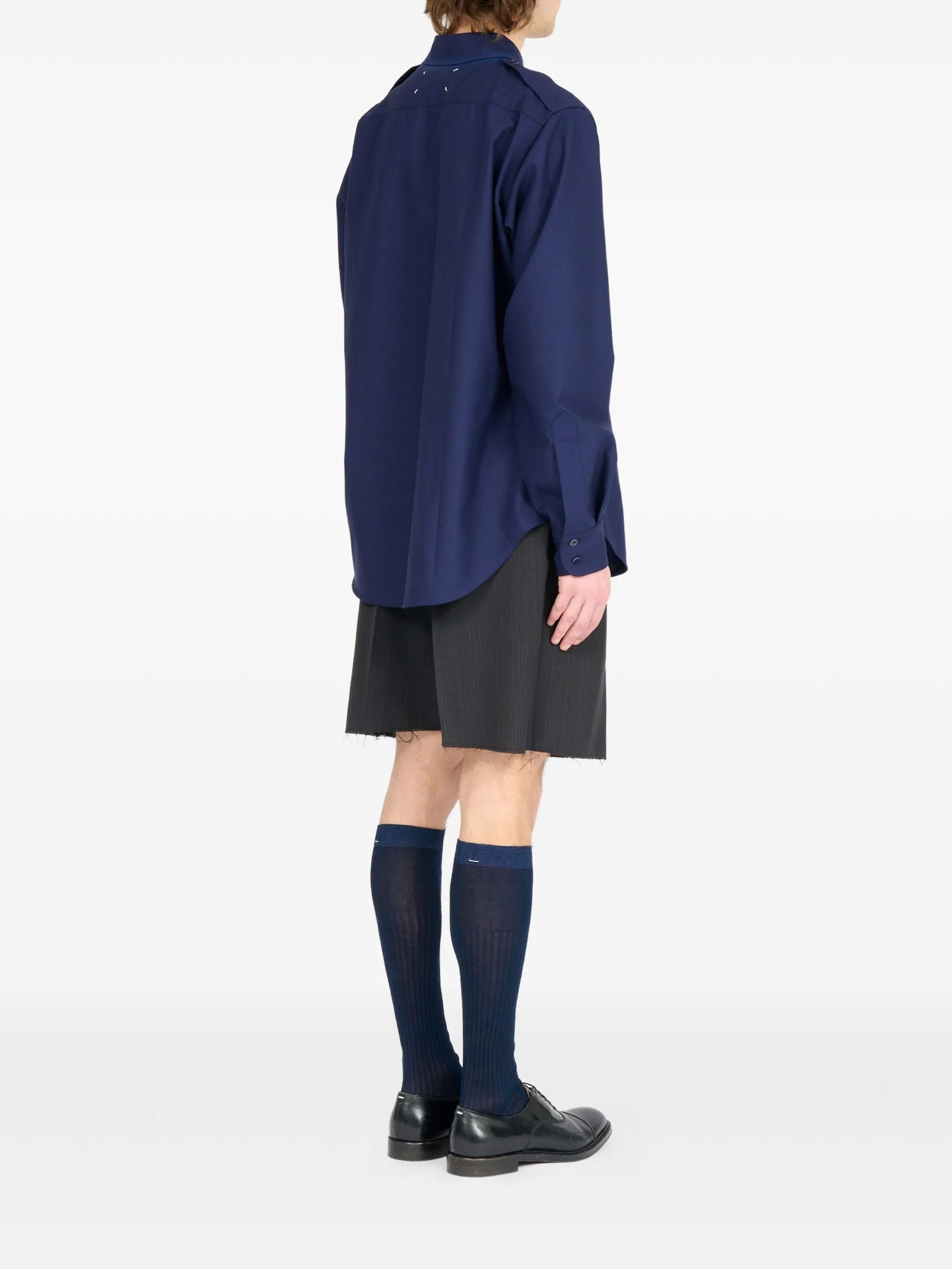 Maison Margiela o1w1db10526 Wool Shirt in Navy Blue Size US S / EU 44-46 / 1 - 4 Thumbnail