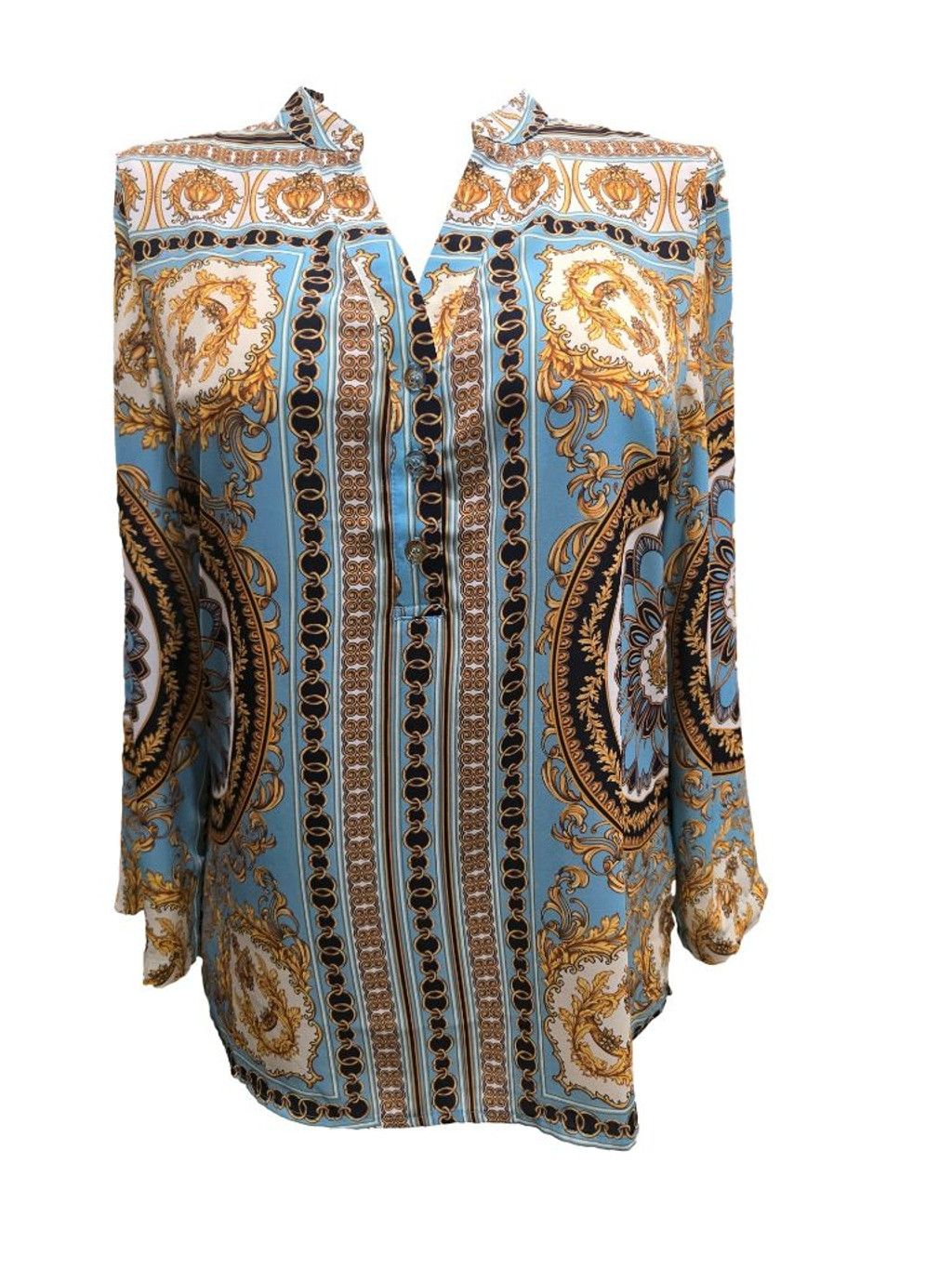 Other Women's LIOR paris Blue Gold Baroque Print Blouse M Size M / US 6-8 / IT 42-44 - 1 Thumbnail