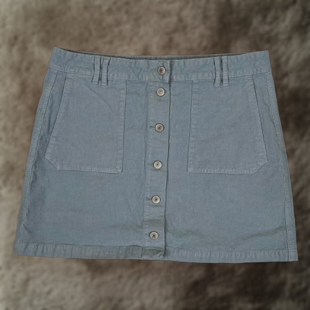 American Eagle Outfitters American Eagle Outfitters Skirt Womens 14 Long Blue Corduroy Button Front Pockets Casual Size 36" / US 14 / IT 50 - 1 Thumbnail