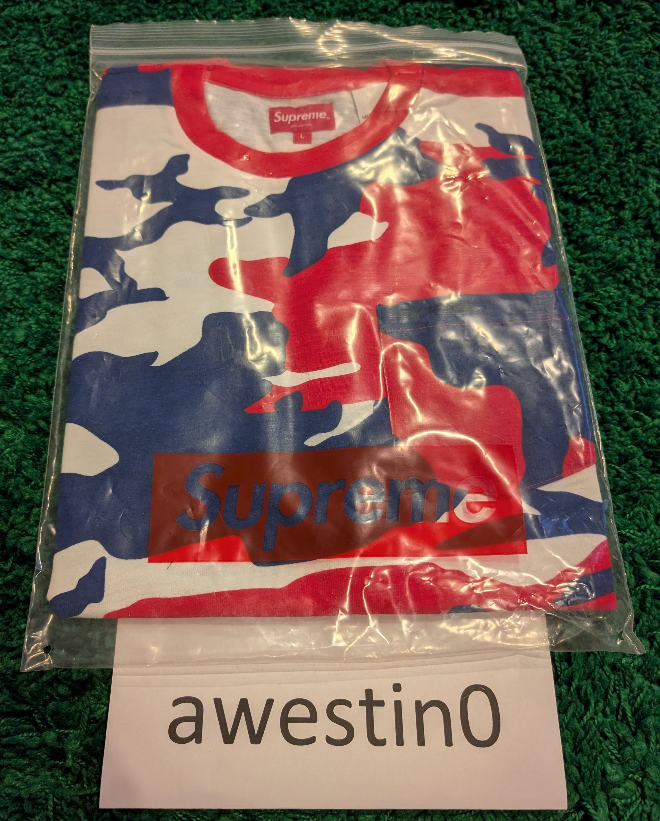 Brand New! Supreme S/S 22 S/S Pocket Tee (Red Camo) Large