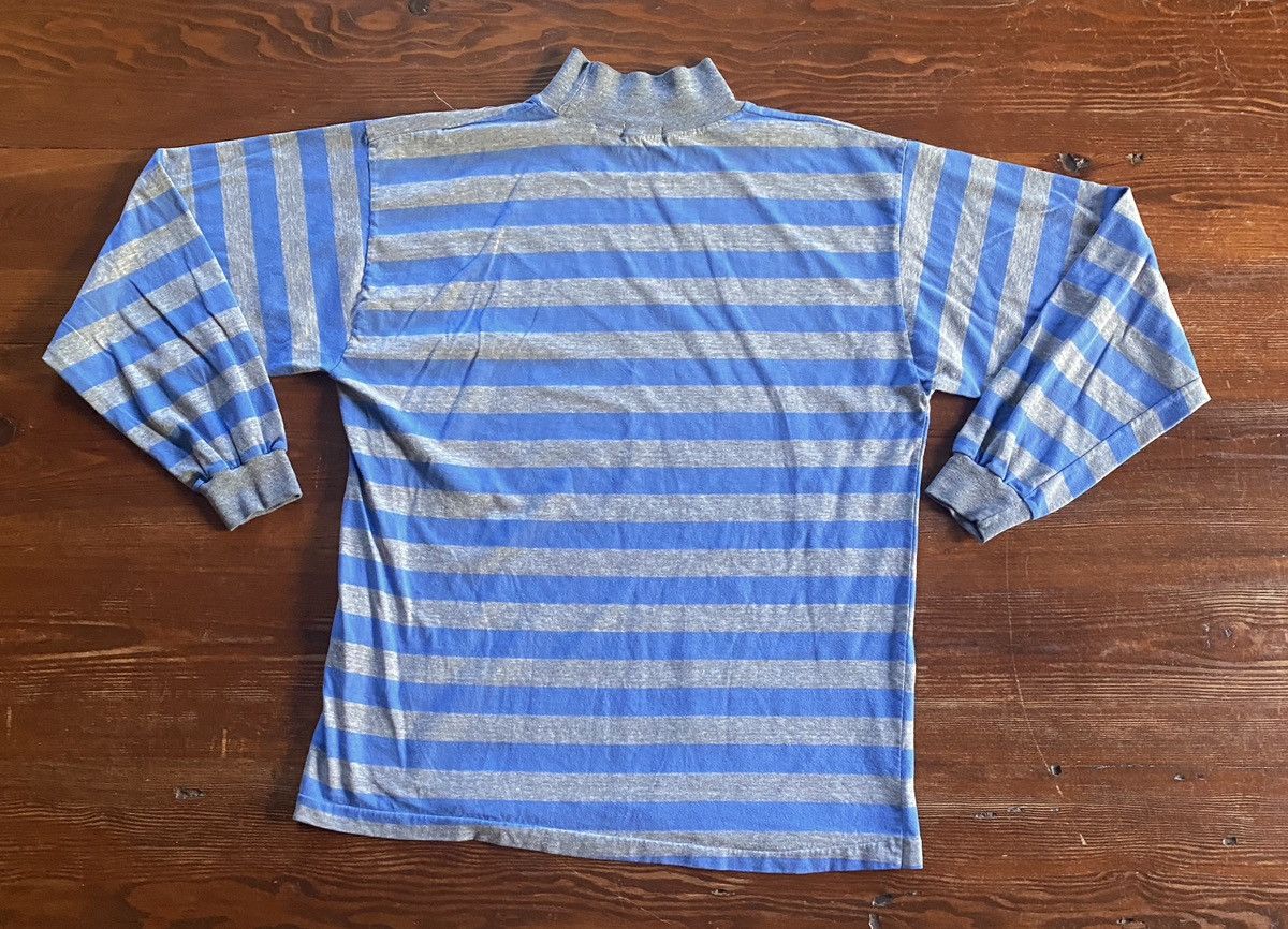 Vintage Vintage Blue & Grey Single Stitch Mock Neck Long Sleeve Tee Size US M / EU 48-50 / 2 - 11 Thumbnail