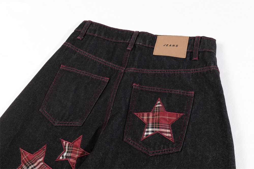 Jean Men's high street embroidered star loose scimitar jeans Size US 32 / EU 48 - 5 Thumbnail