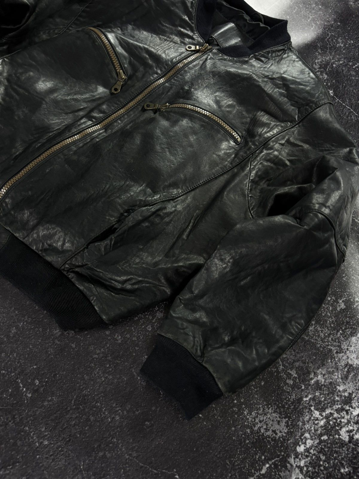 Vintage Vintage Boxy leather Bomber jacket Size US L / EU 52-54 / 3 - 3 Thumbnail