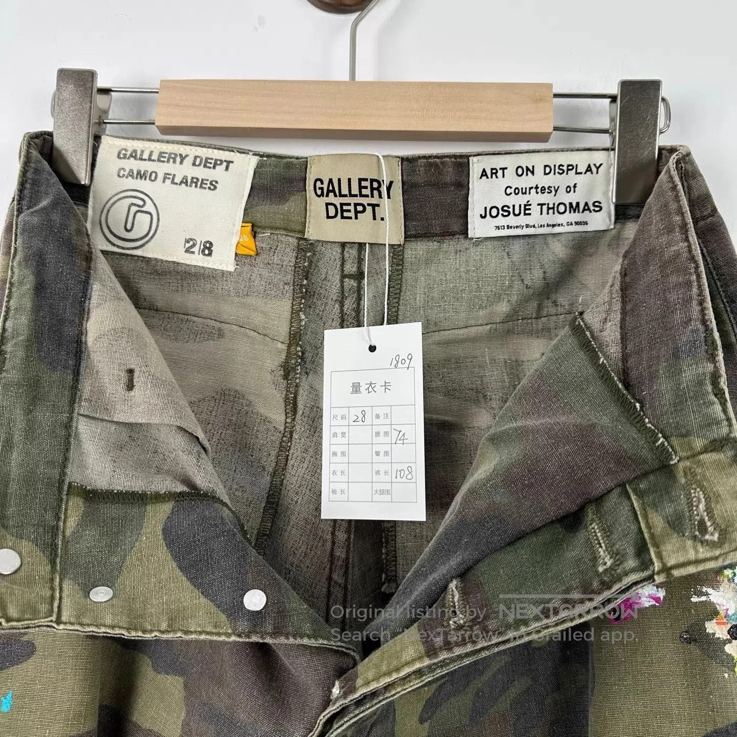 Gallery Dept. Green Camo Cargo Pants w/ Paint Splatter Size 28. Size US 28 / EU 44 - 5 Thumbnail