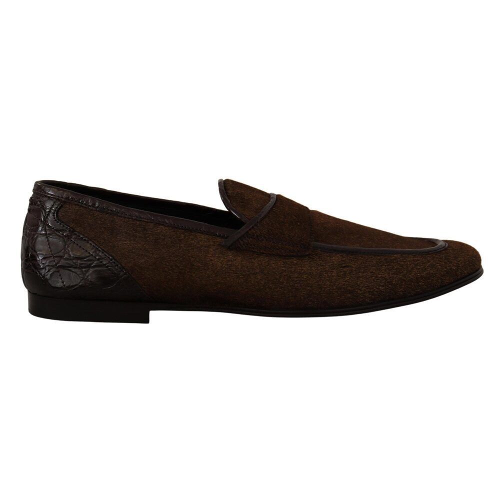 Dolce & Gabbana Dolce & Gabbana Elegant Brown Caiman Leather Loafers Size US 7 / EU 40 - 1 Thumbnail