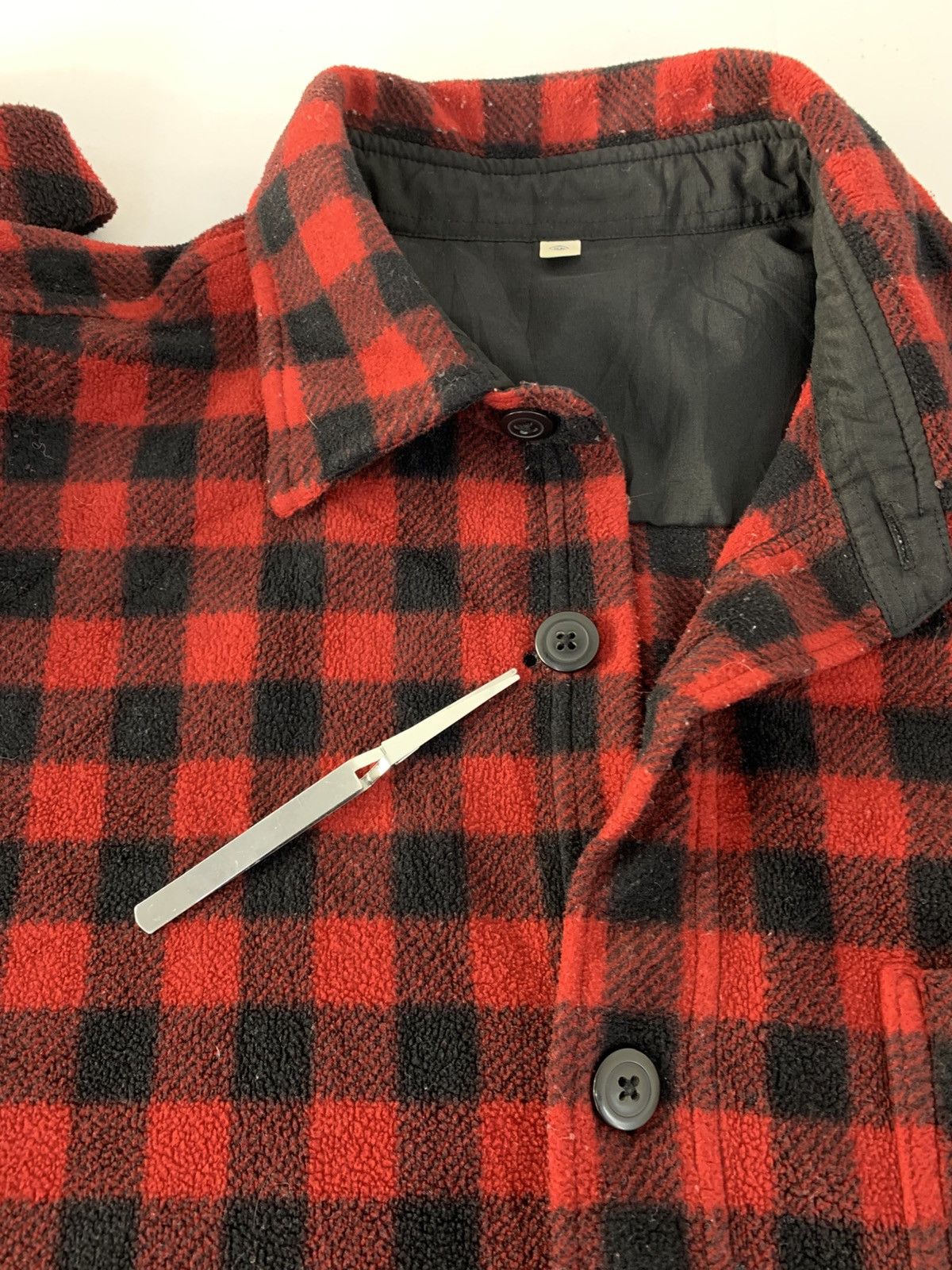 Vintage Vintage Style Japanese Fleece Button Up Shadow Plaid Checked Size US XL / EU 56 / 4 - 13 Thumbnail