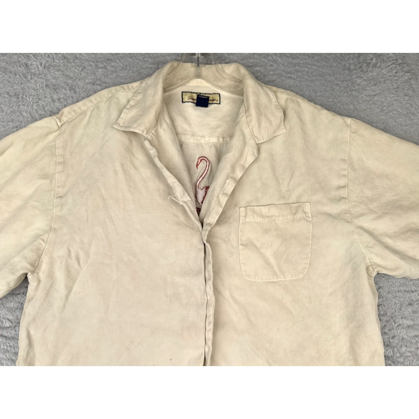 Tommy Bahama VINTAGE Tommy Bahama Shirt Men Medium Ivory Button-Up Silk Rayon Aloha Beach Hawaii 90s Mens Size US M / EU 48-50 / 2 - 4 Thumbnail