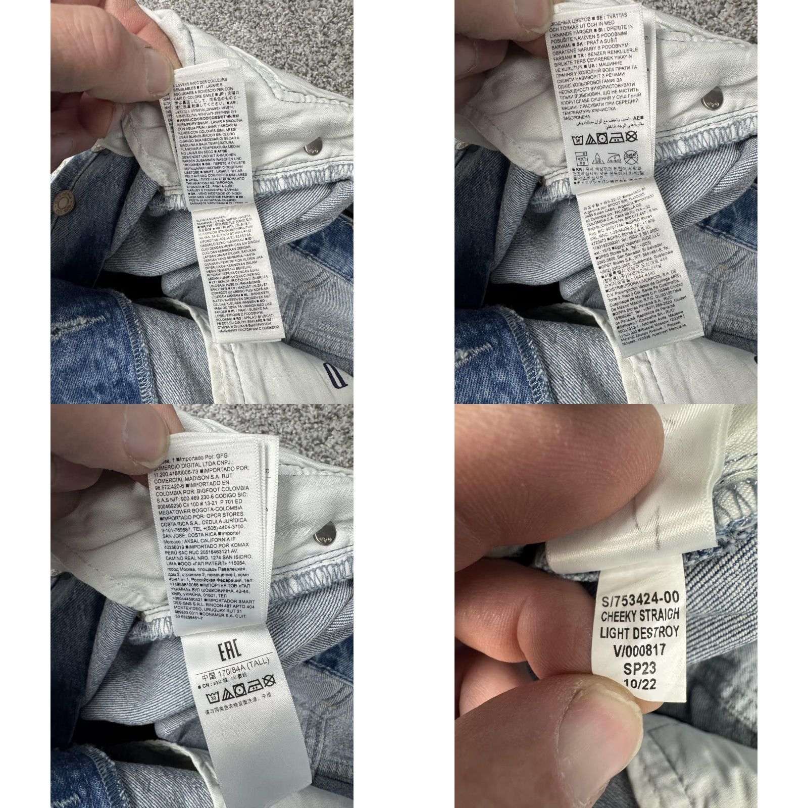 Gap VINTAGE Gap Cheeky Straight High Rise Jeans Womens 14 Tall Blue Distressed Light Wash Size 36" / US 14 / IT 50 - 9 Thumbnail