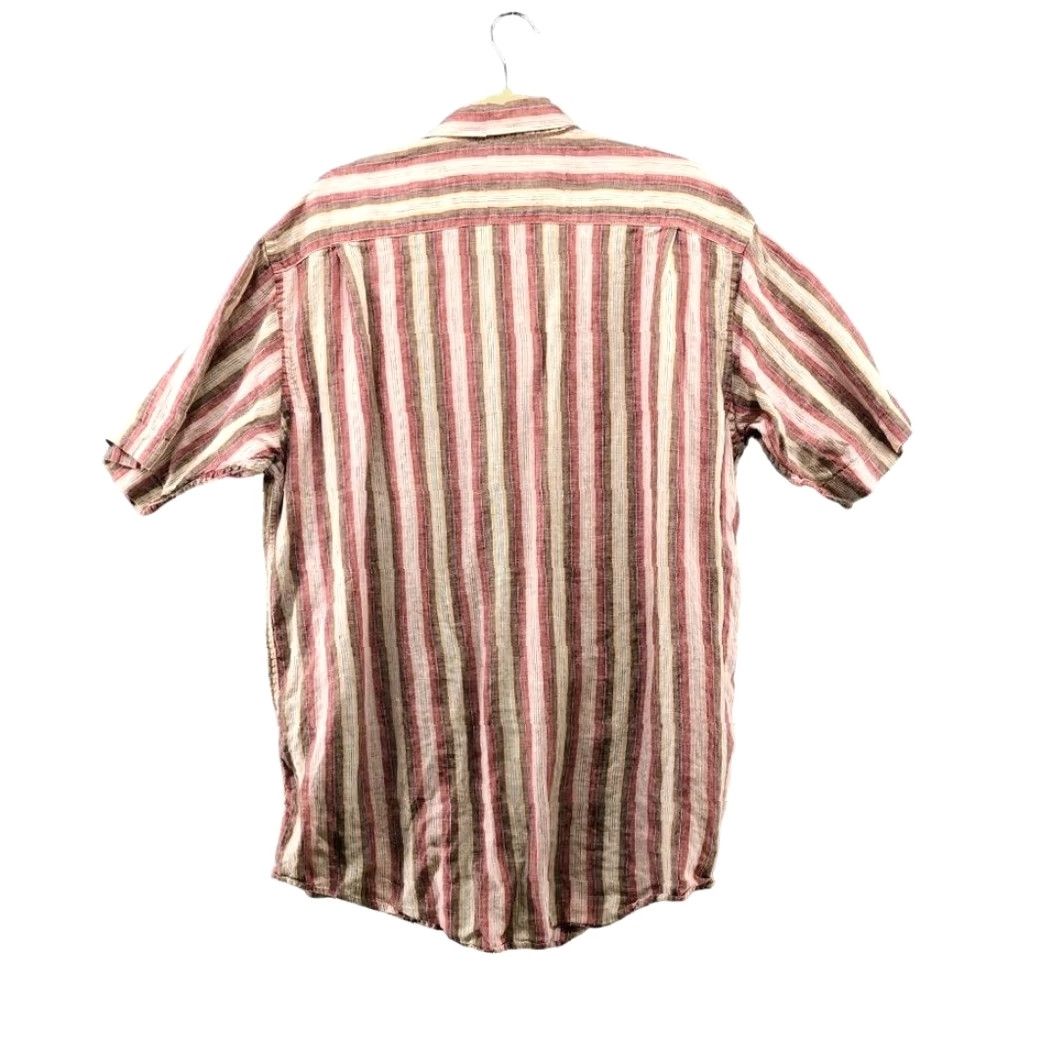 Tasso Elba Tasso Elba Linen Shirt Mens L Short Sleeve Button Up Striped Pink Brown Beach Holiday Ocean Collar Size US L / EU 52-54 / 3 - 2 Thumbnail