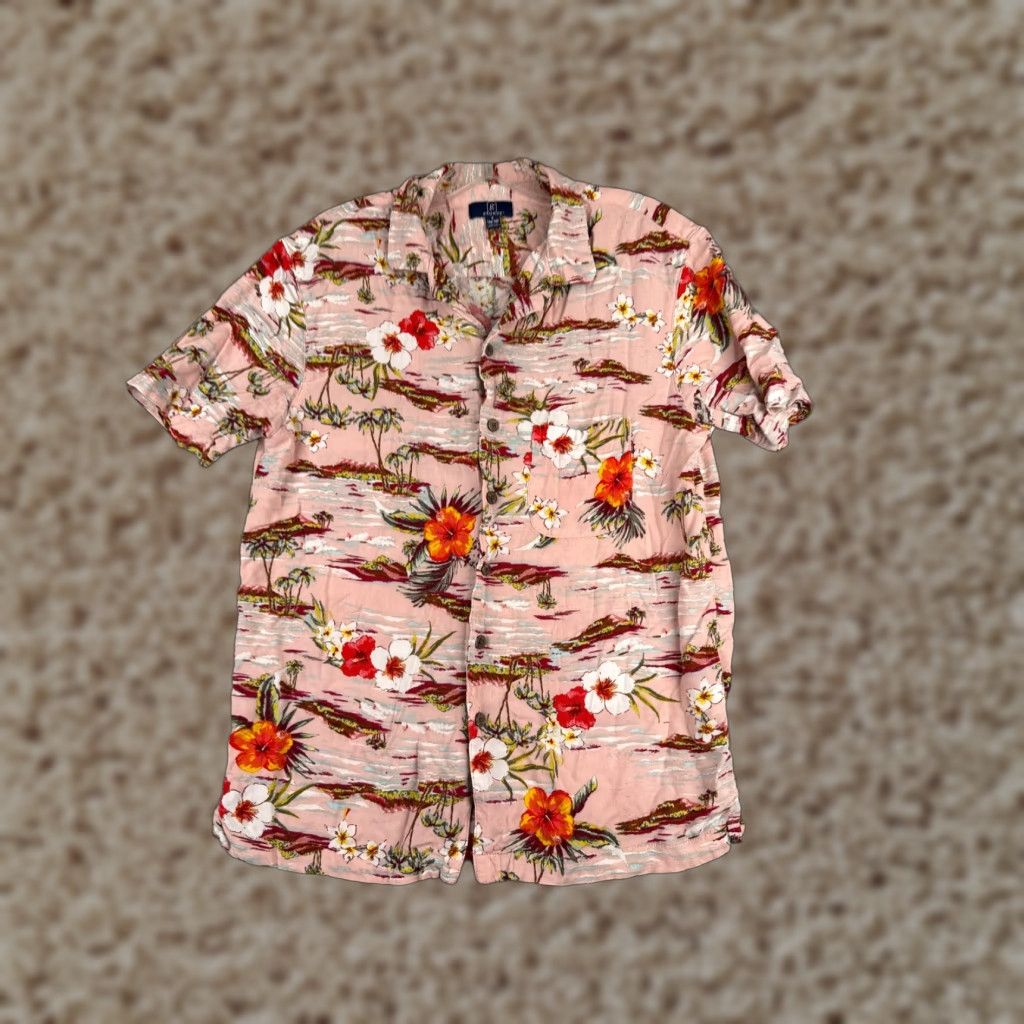 George VINTAGE George Shirt Men Small Pink Floral Palm Island Print Hawaiian 100% Rayon Pocket Mens Regular Short Sleeve 34in Chest Calm? Size US S / EU 44-46 / 1 - 1 Thumbnail