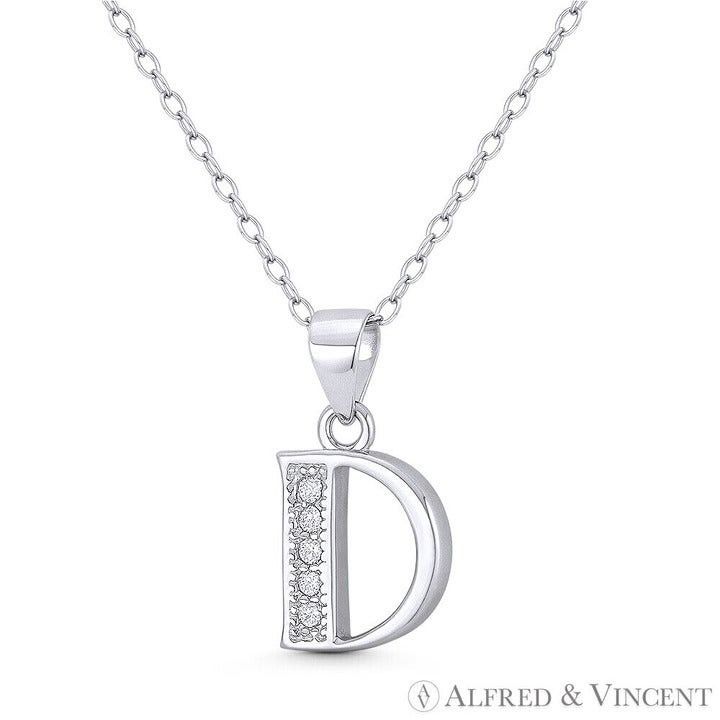 Other Initial Letter "D" CZ Script Crystal Pendant Size ONE SIZE - 1 Preview